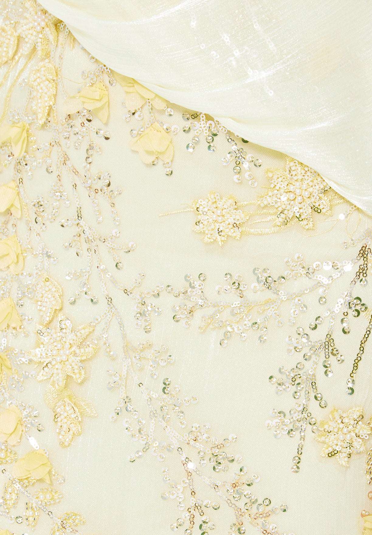 Embellished Gown with Draped Cape Overlay