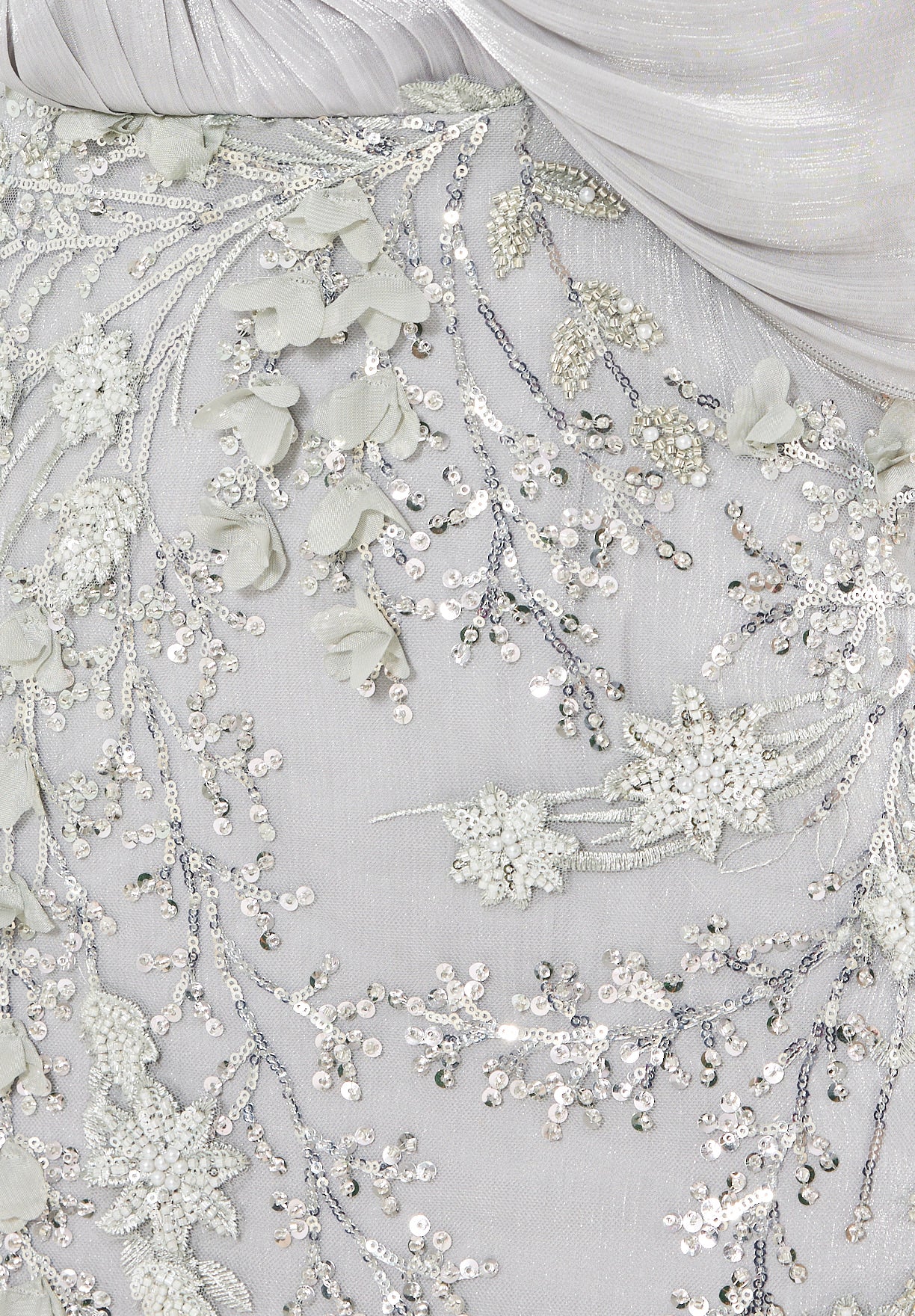 Embellished Gown with Draped Cape Overlay