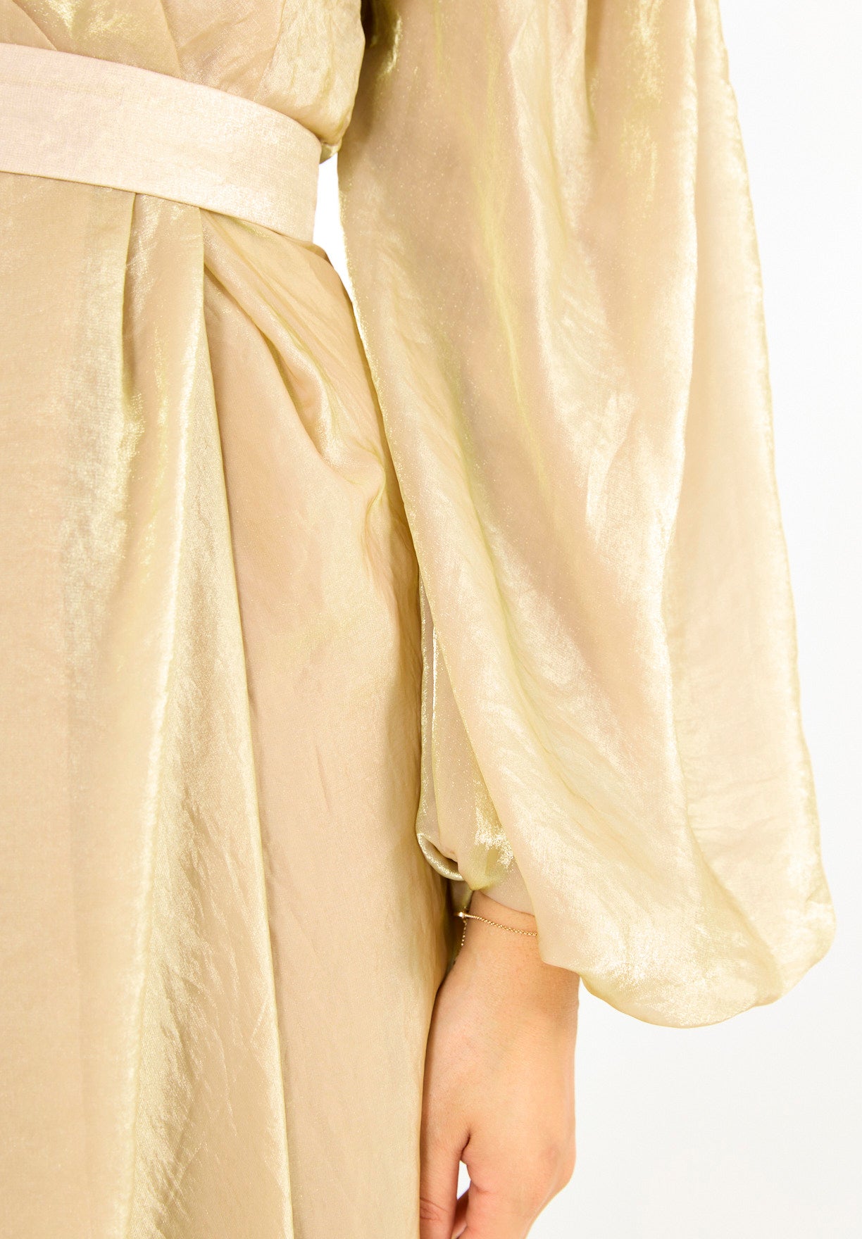 Asymmetric Draped Organza-Finish Evening Gown