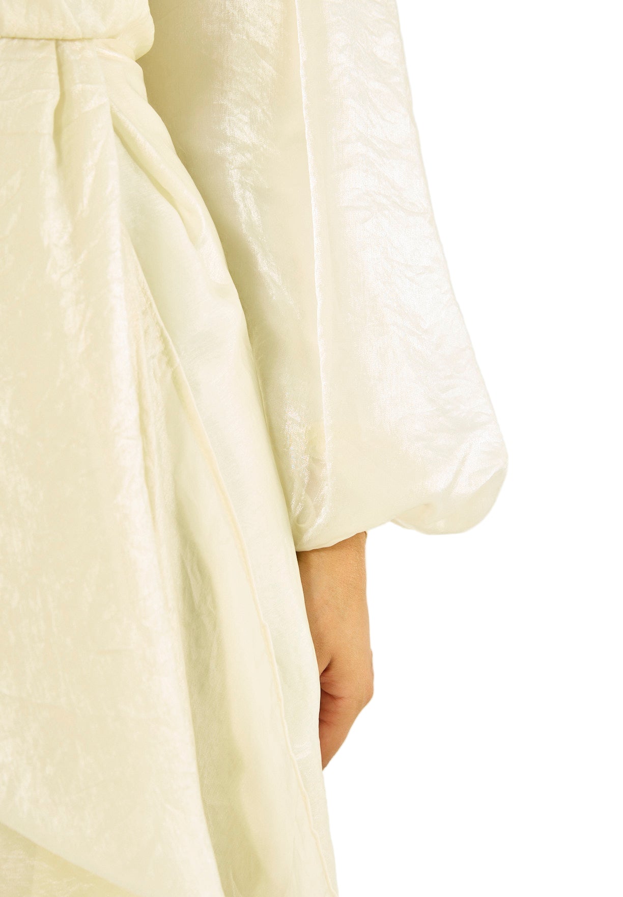 Asymmetric Draped Organza-Finish Evening Gown