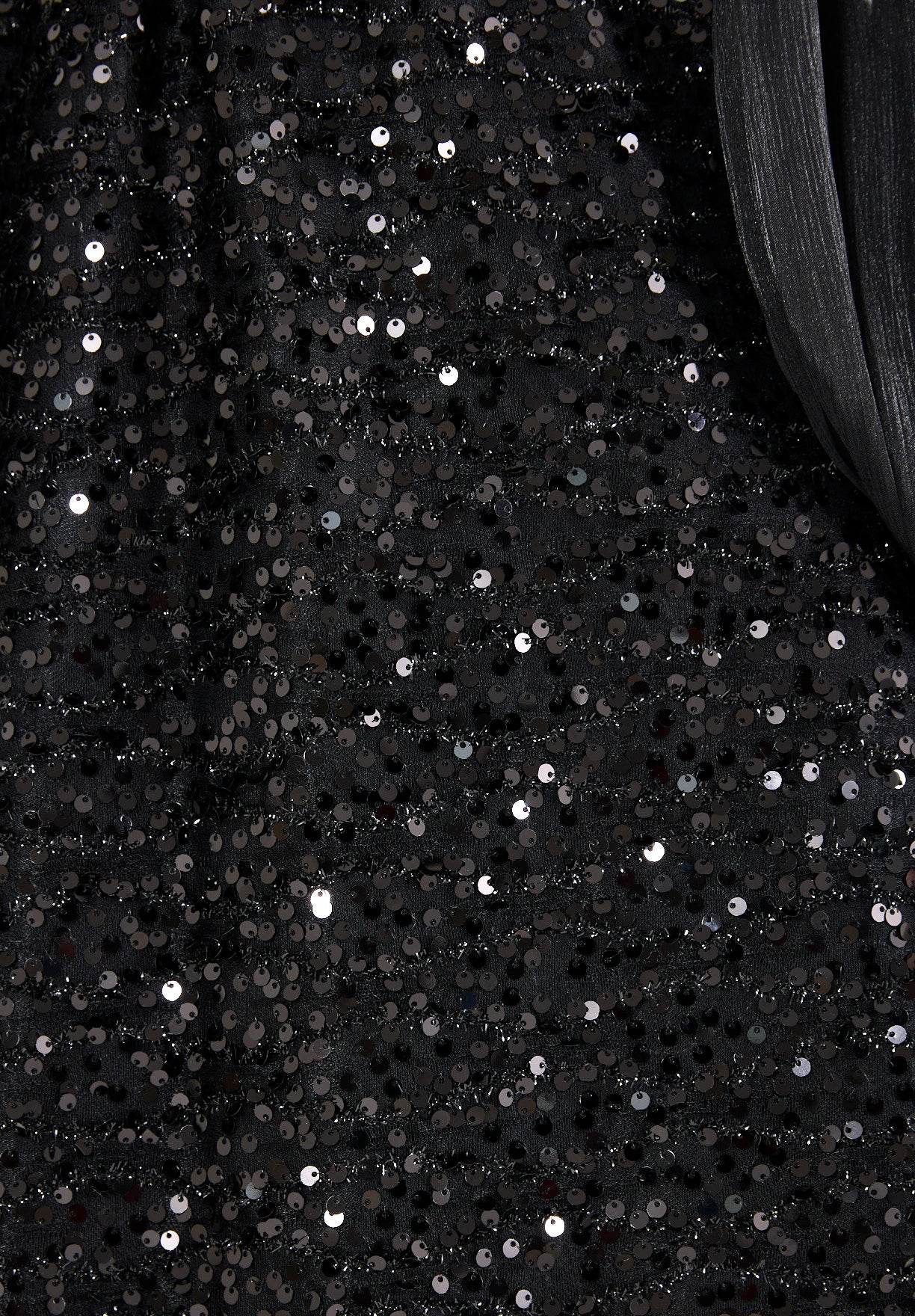 Shimmer Sequin Gown with Pleated Organza Sleeves