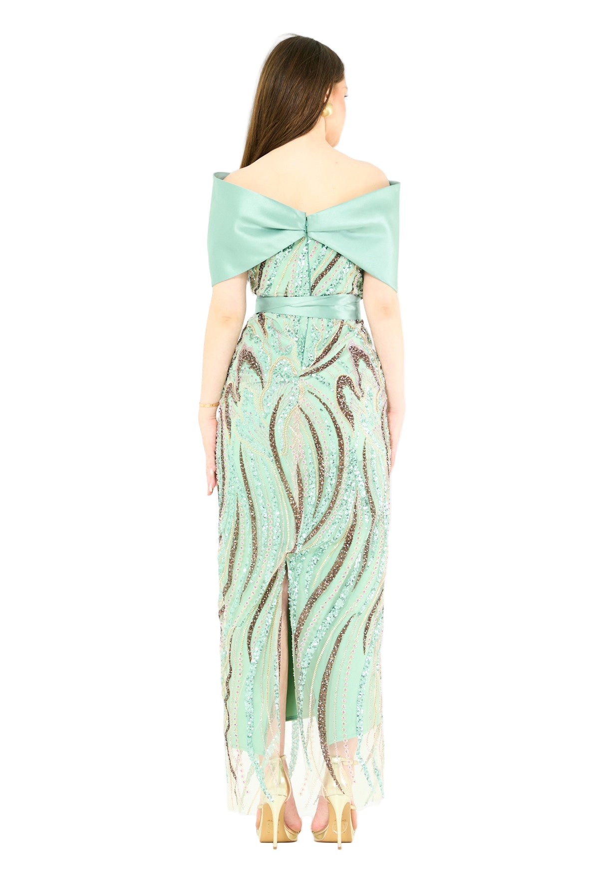 Chic Gown with Dramatic Overlay Silhouette