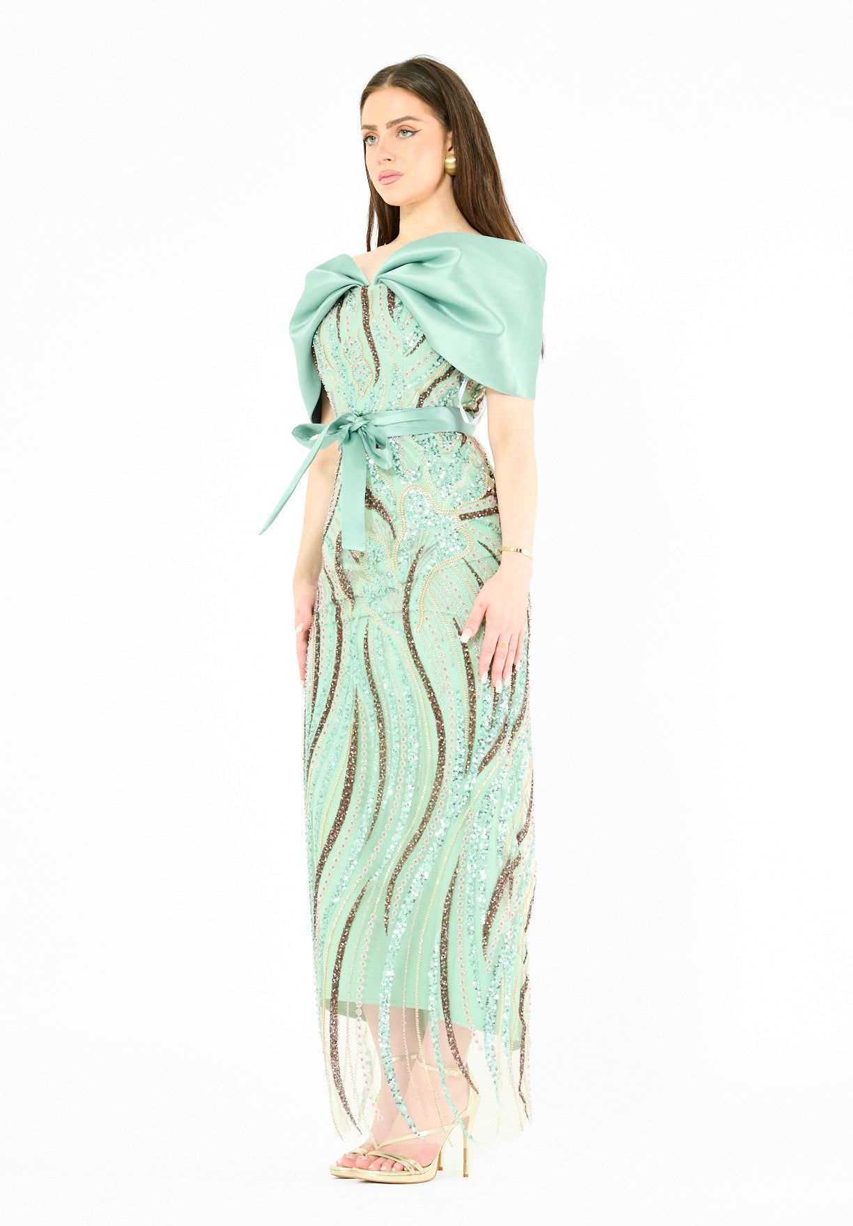 Chic Gown with Dramatic Overlay Silhouette