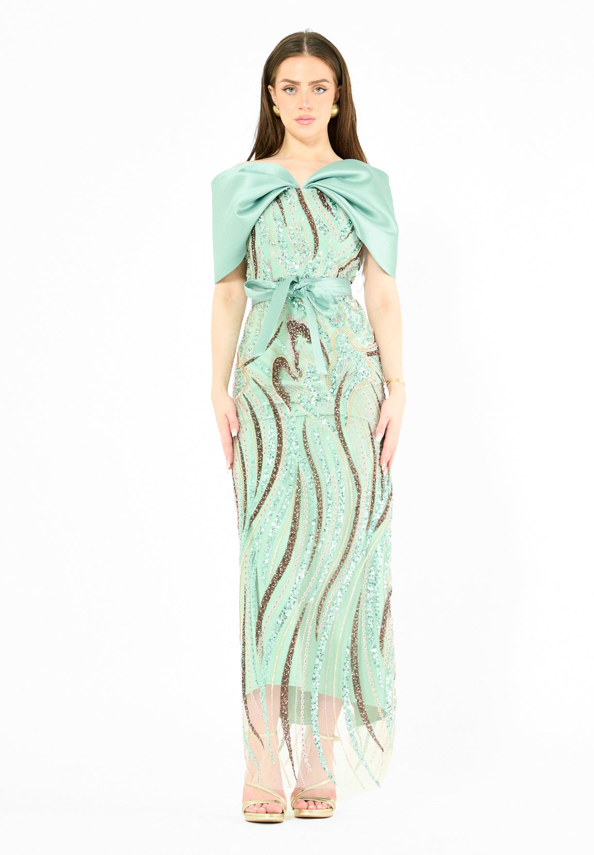 Chic Gown with Dramatic Overlay Silhouette