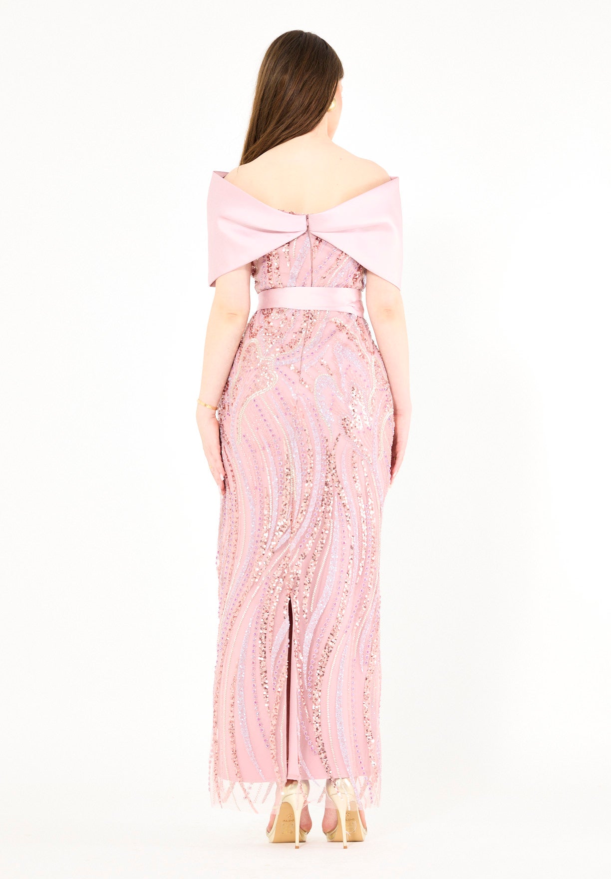 Chic Gown with Dramatic Overlay Silhouette