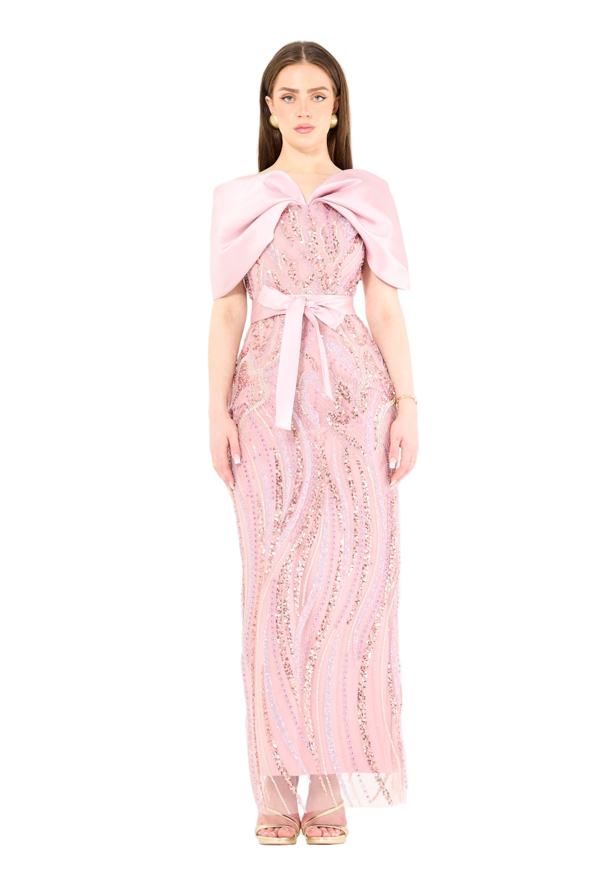 Chic Gown with Dramatic Overlay Silhouette