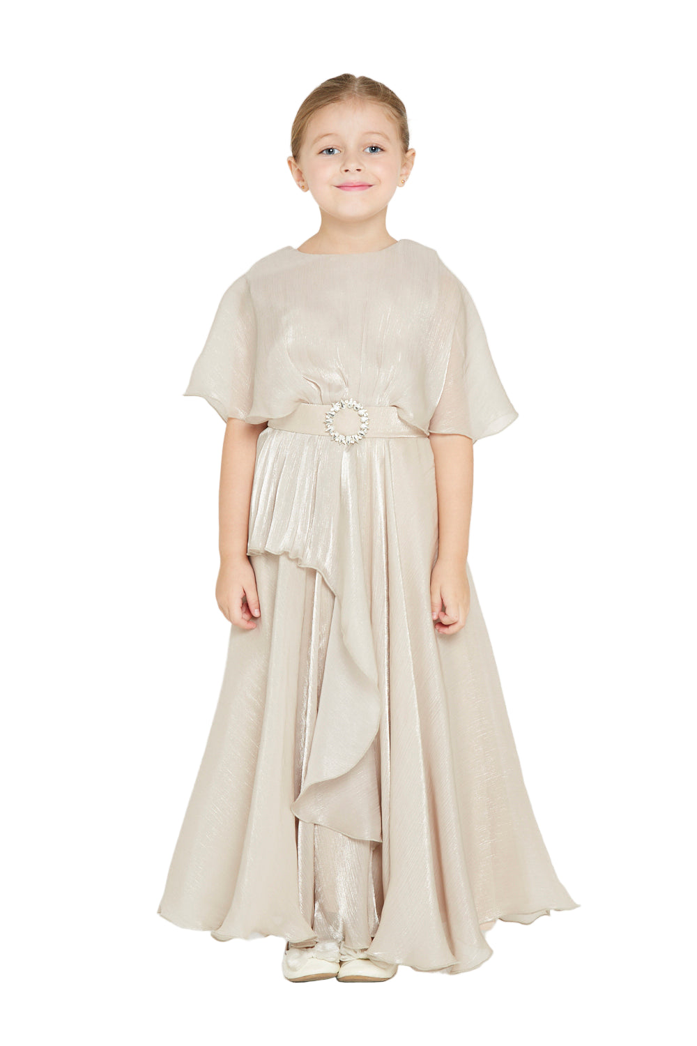 Shimmer Flowy Belle Gown with Crystal Buckle