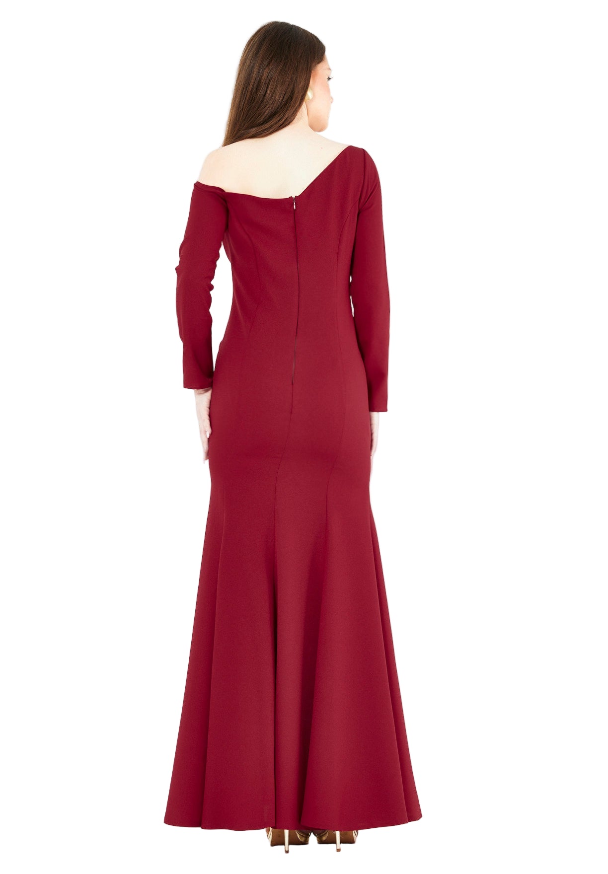 3D Floral Applique Elegance Off-Shoulder Gown