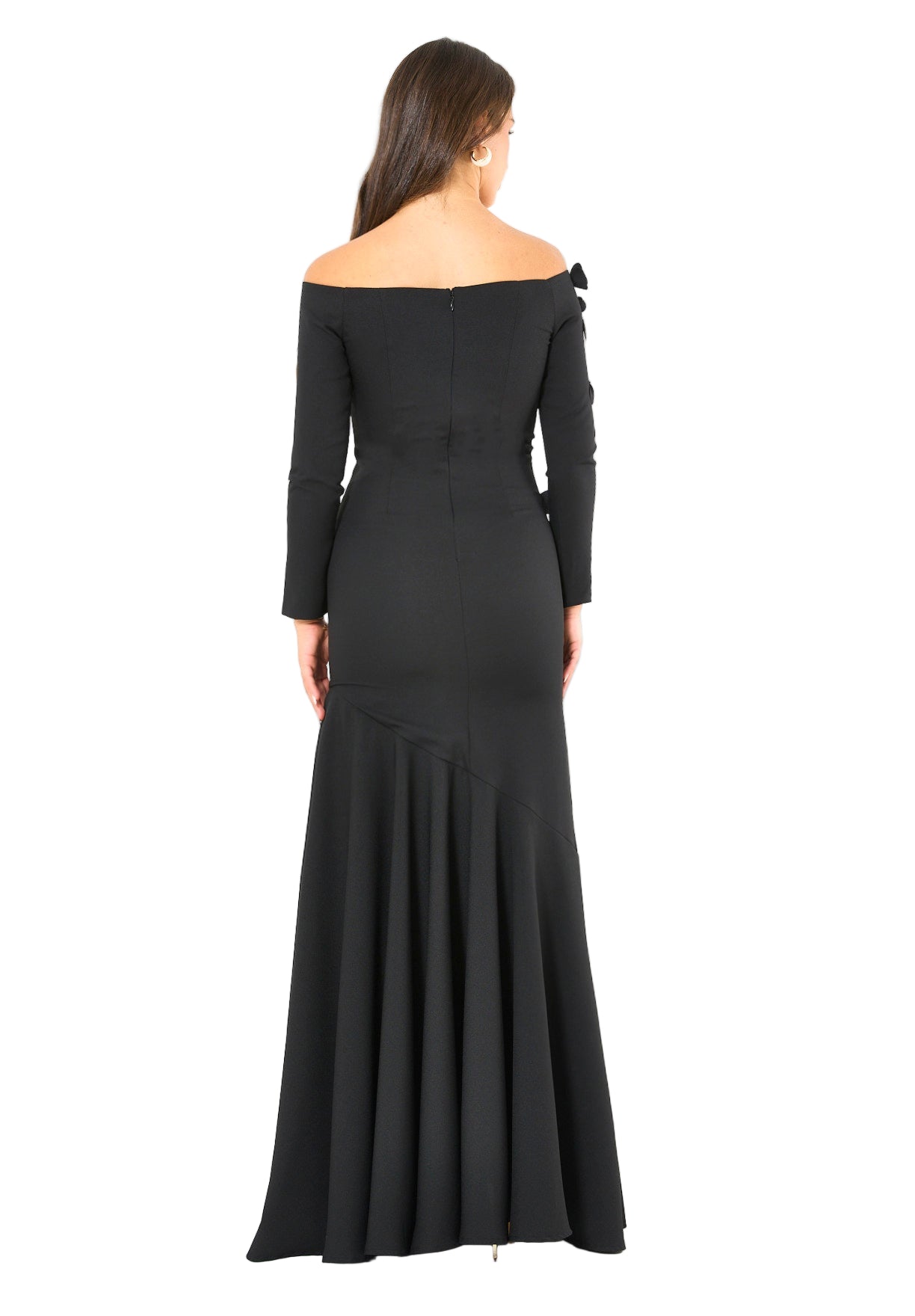 Elegant 3D Petal Adorned Off-Shoulder Gown