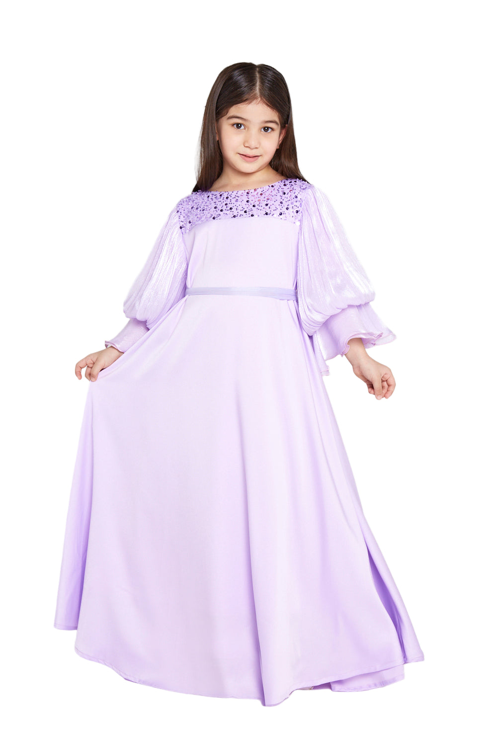 <tc>فستان بأكمام بالون انسيابية</tc>