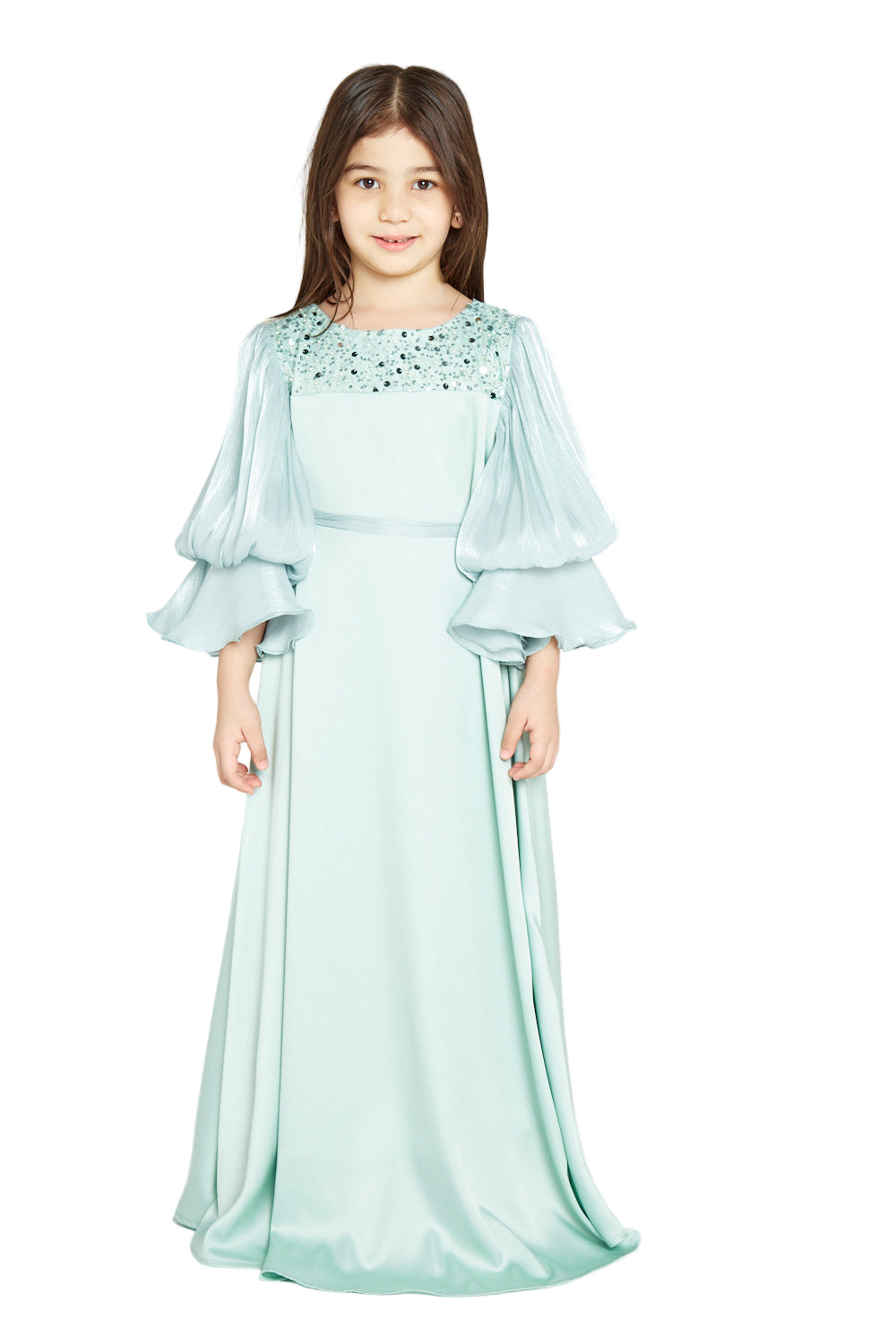 <tc>فستان بأكمام بالون انسيابية</tc>