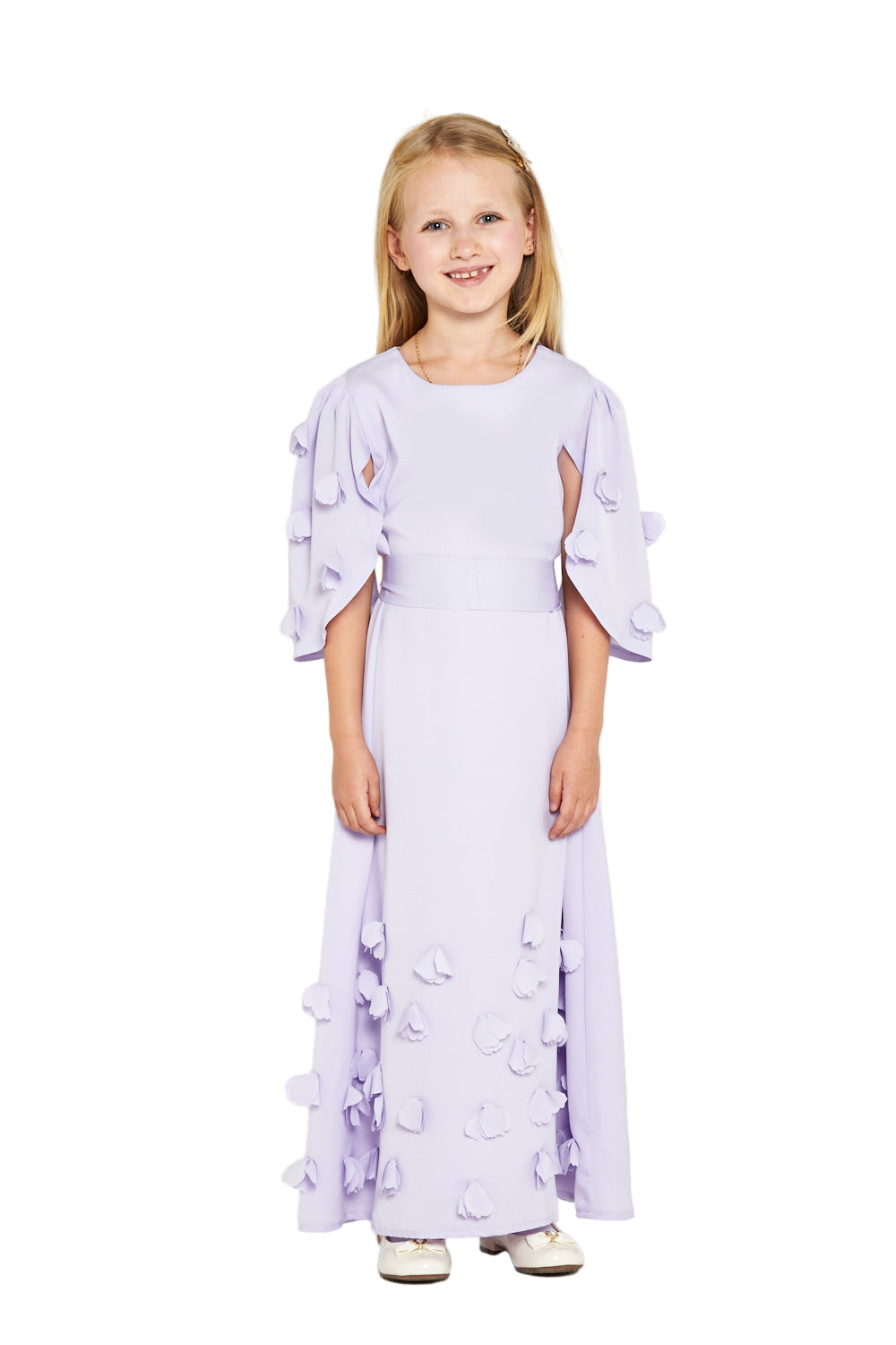 3D Appliqué Petal Drop Gown