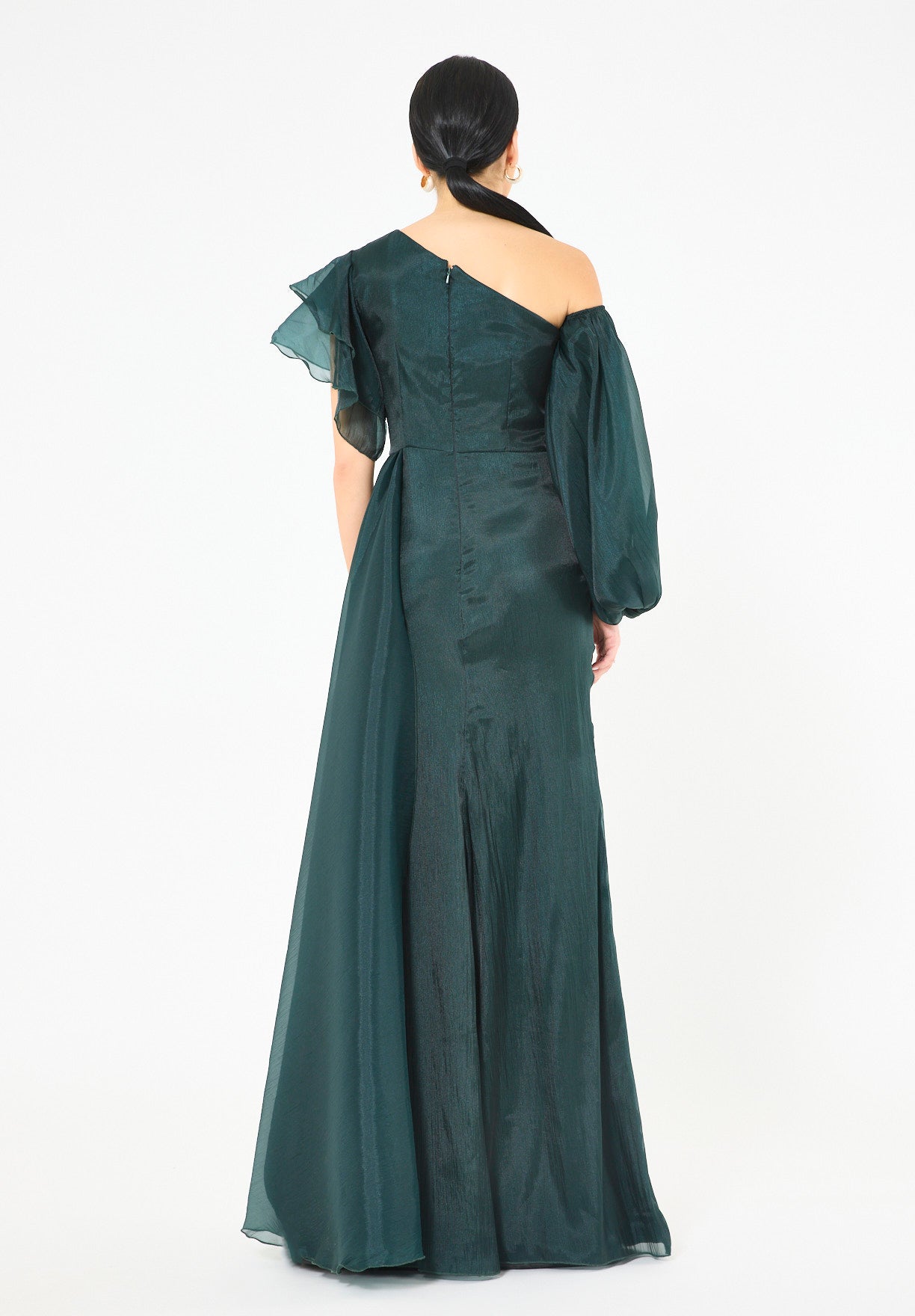 Aysmmetrical One-Shoulder Draped Gown