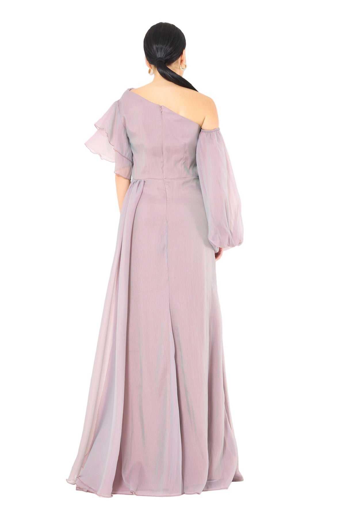 Aysmmetrical One-Shoulder Draped Gown