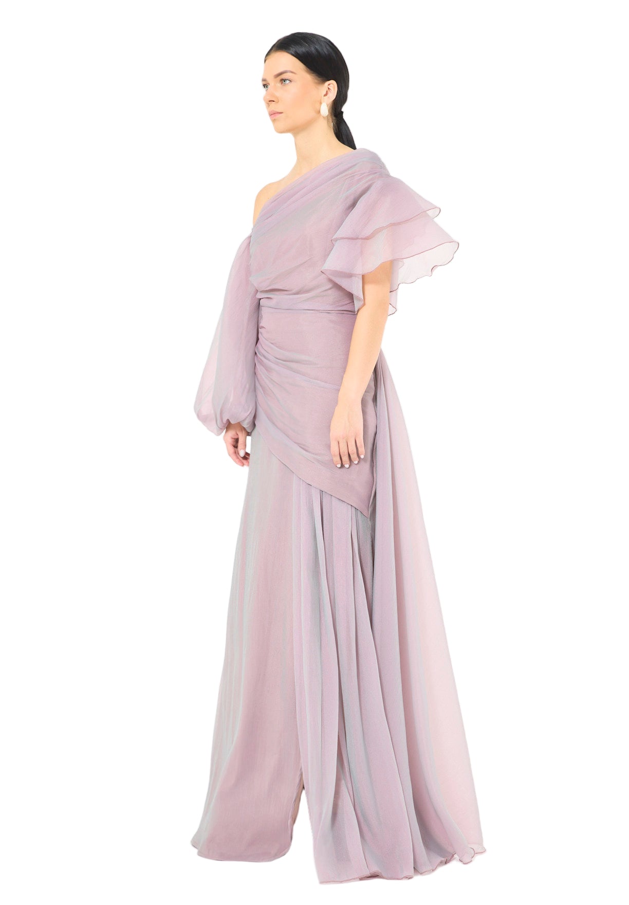 Aysmmetrical One-Shoulder Draped Gown