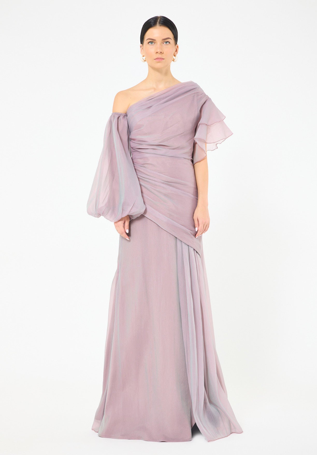 Aysmmetrical One-Shoulder Draped Gown