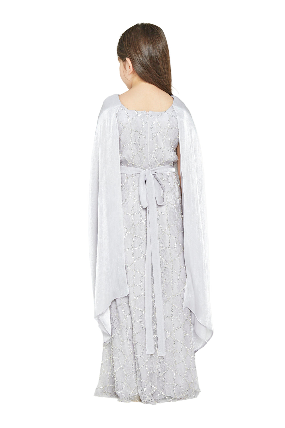 Snow light Majestic Gown with Cape Overlay