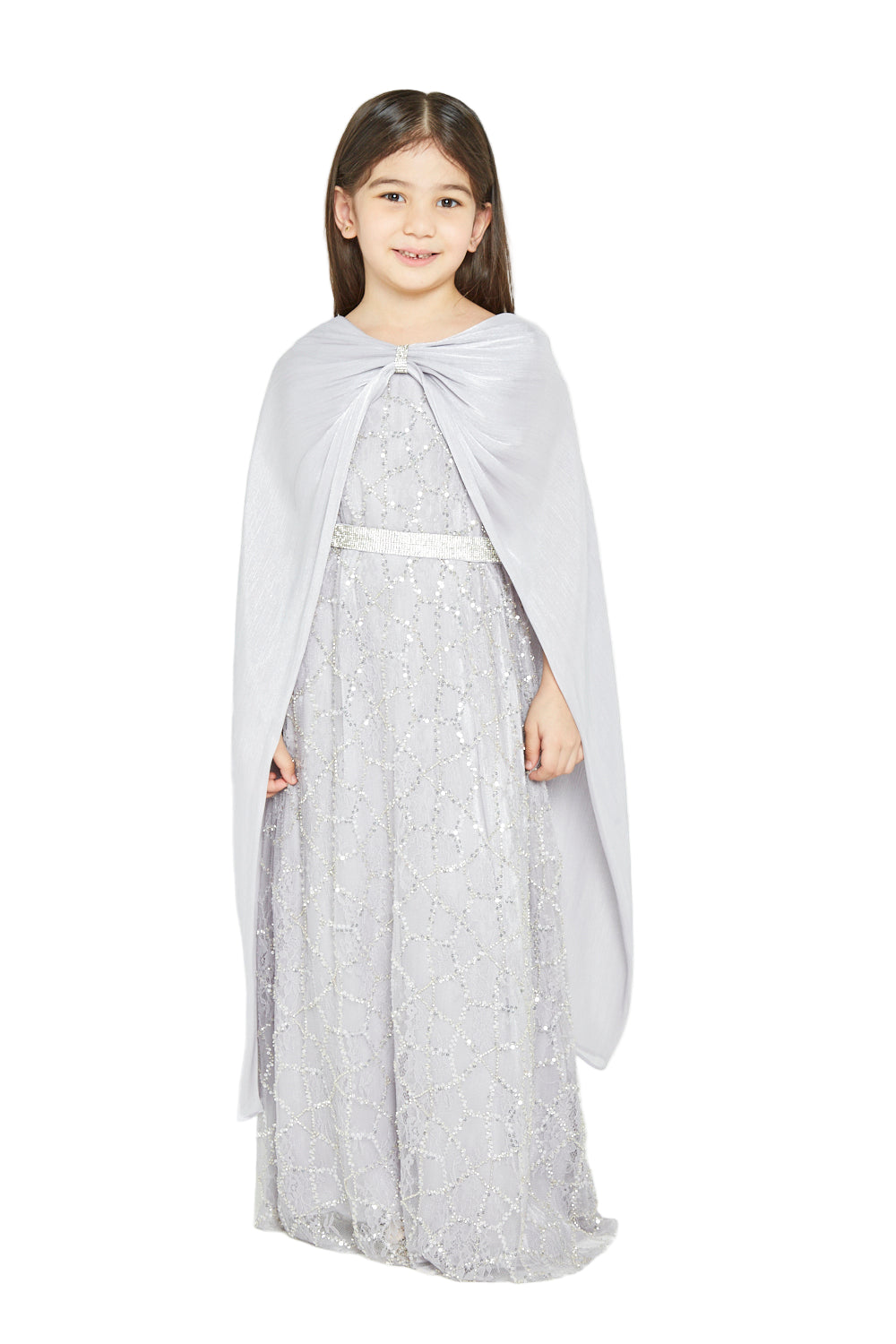Snow light Majestic Gown with Cape Overlay