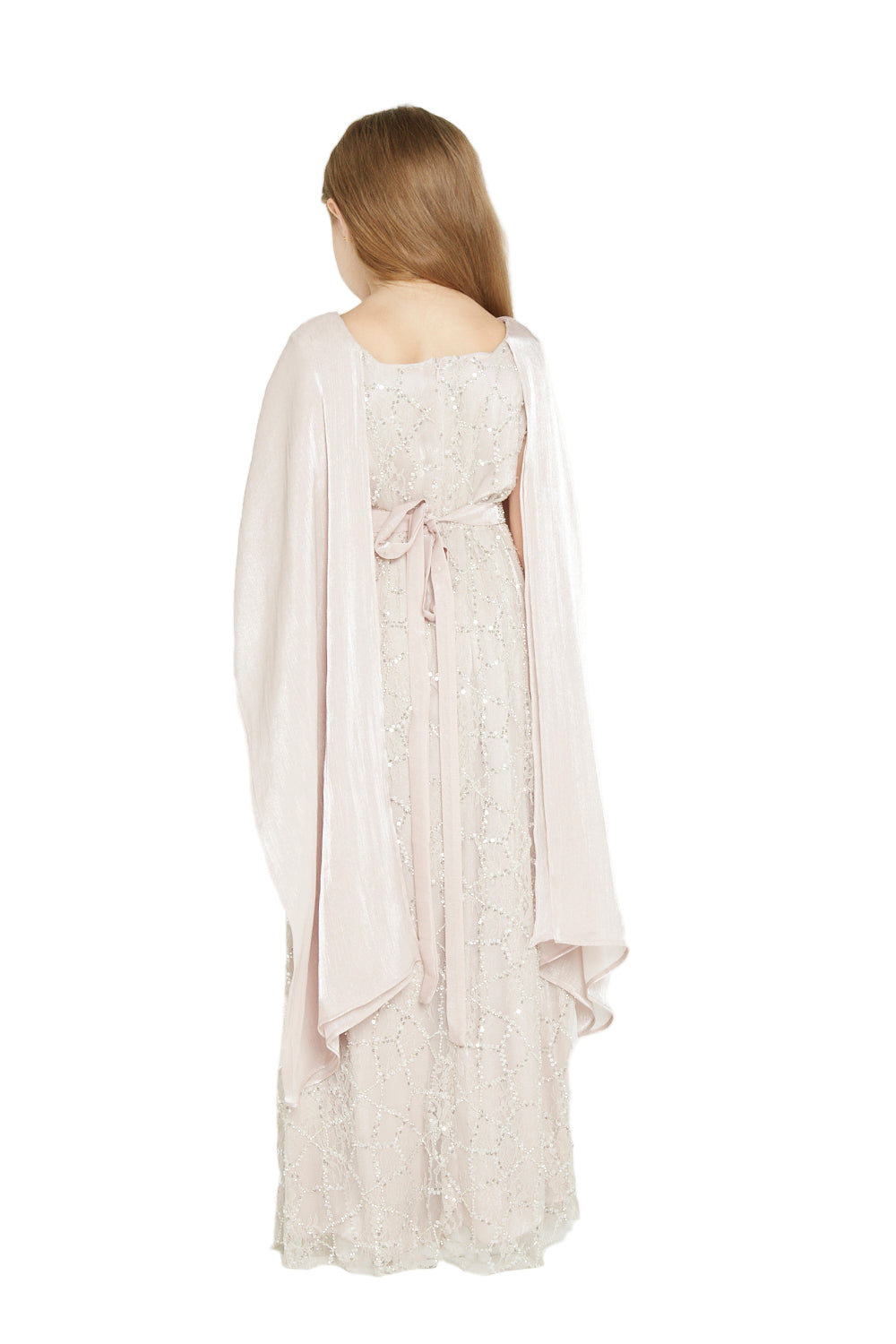 Snow light Majestic Gown with Cape Overlay