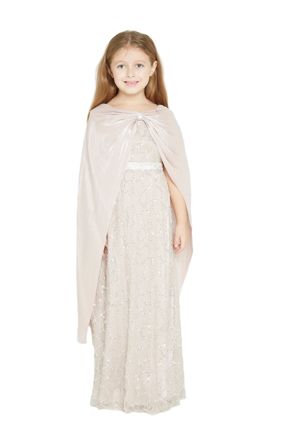 Snow light Majestic Gown with Cape Overlay