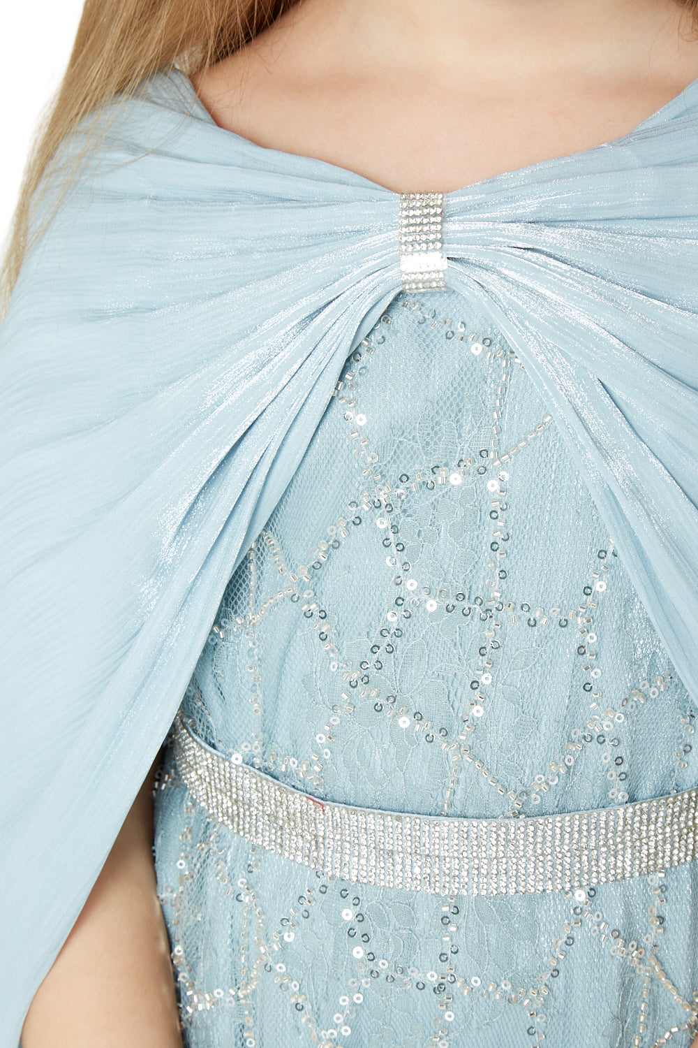 Snow light Majestic Gown with Cape Overlay