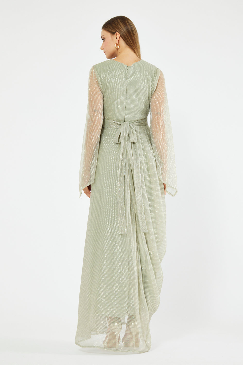 Wrap Bodice Flowing Gown