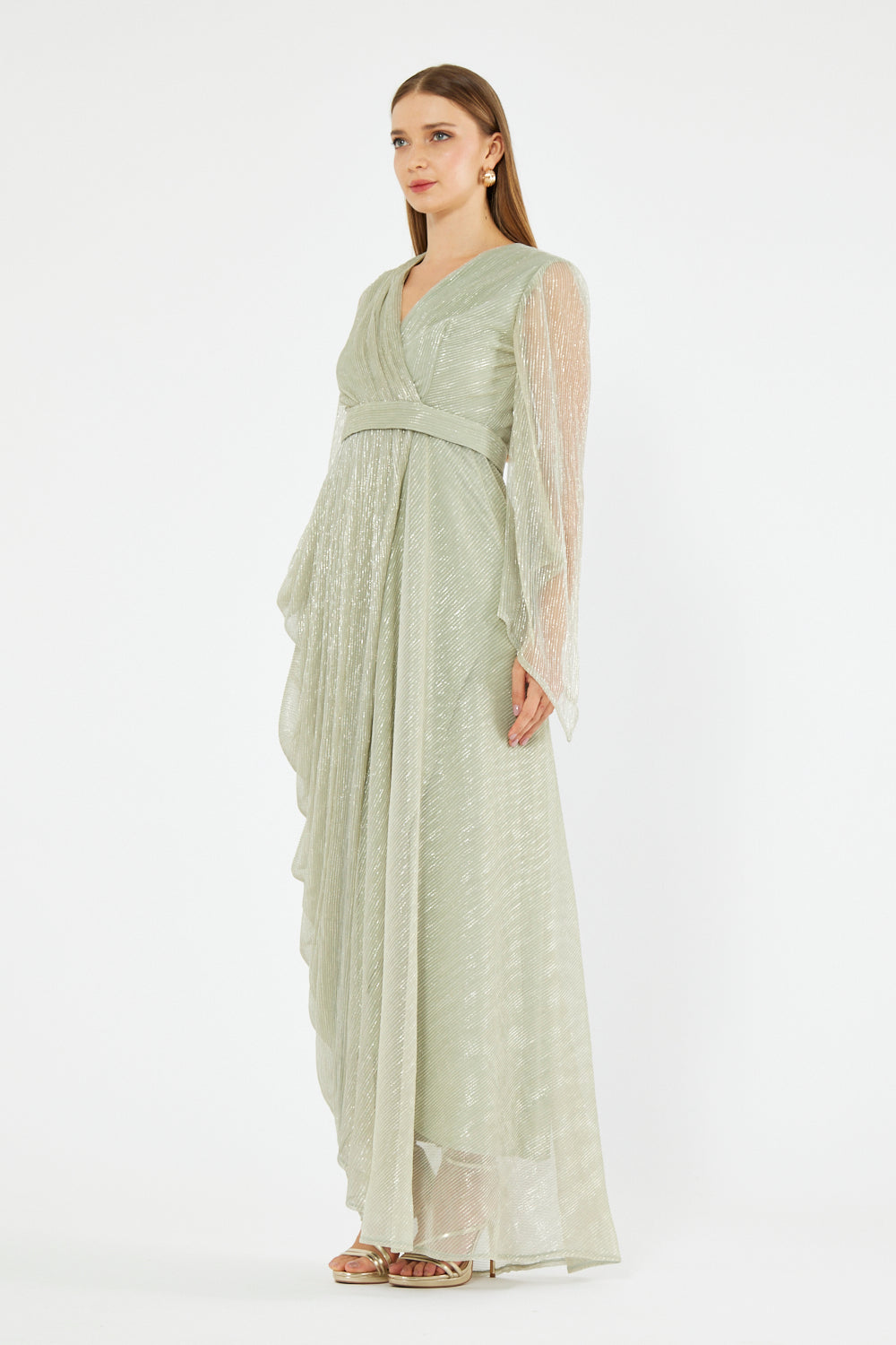 Wrap Bodice Flowing Gown