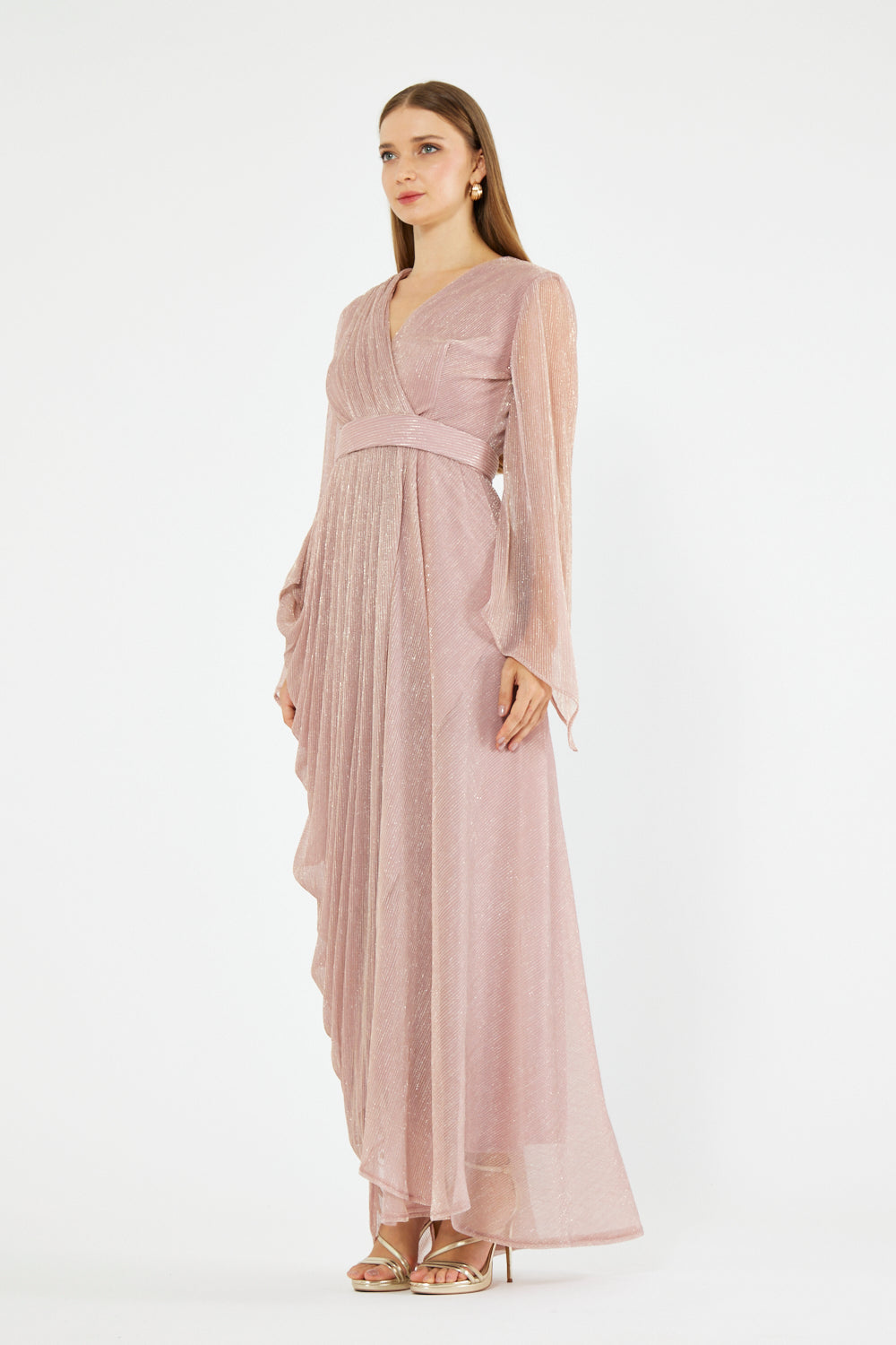 Wrap Bodice Flowing Gown