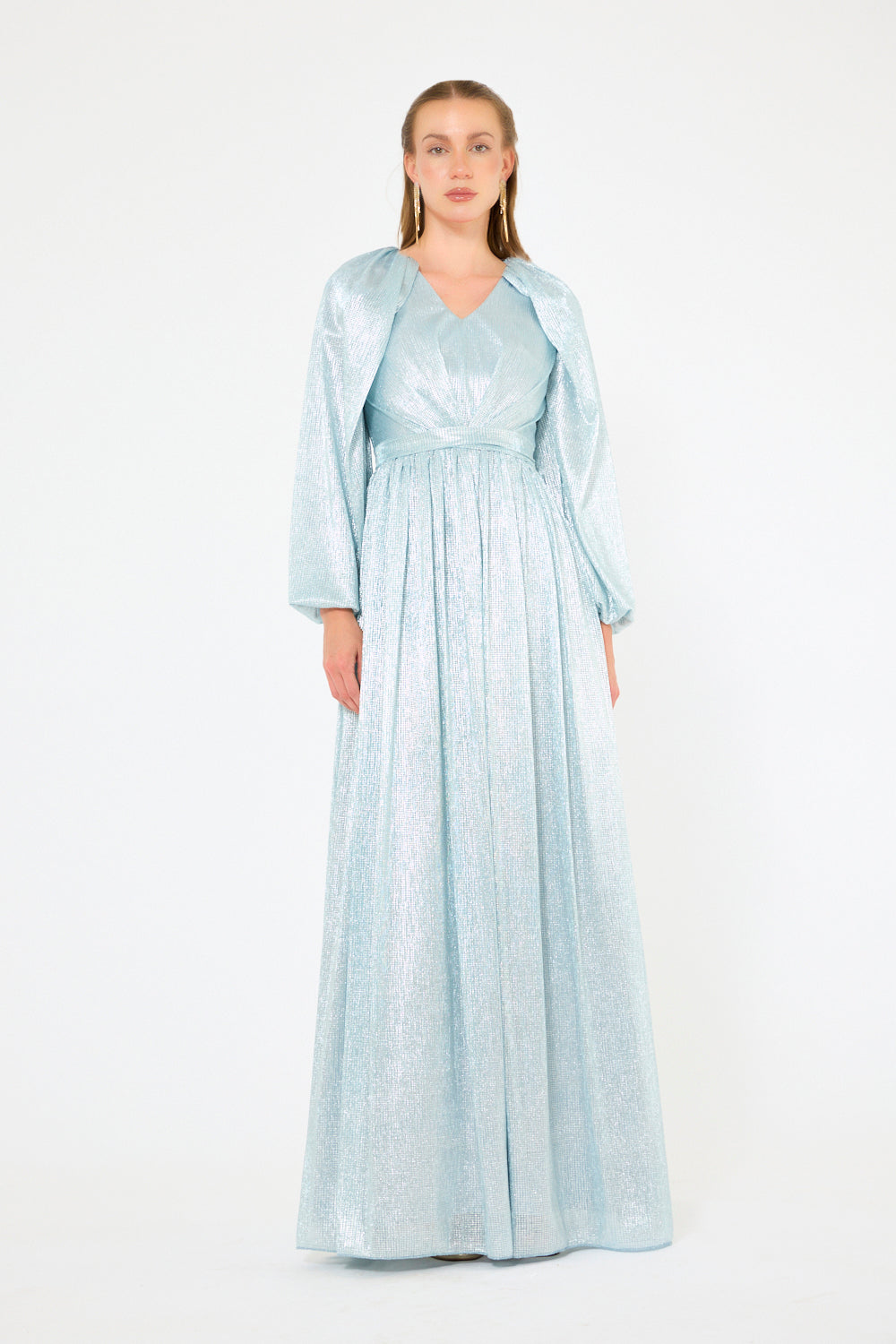 Textured Shimmer Overlay Gown