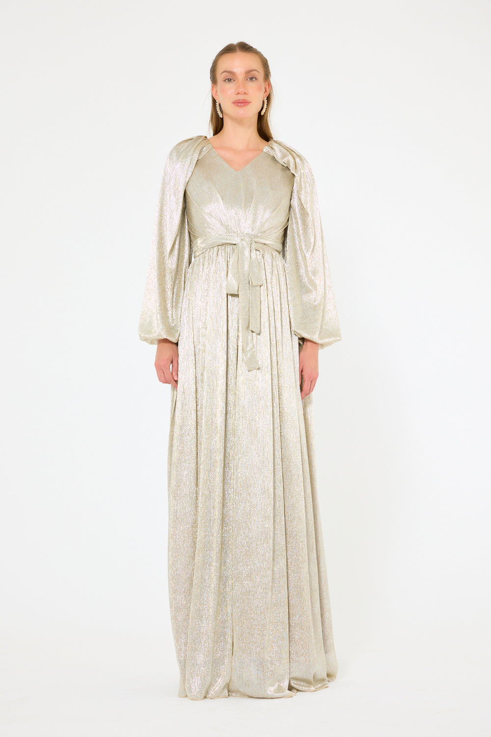 Textured Shimmer Overlay Gown