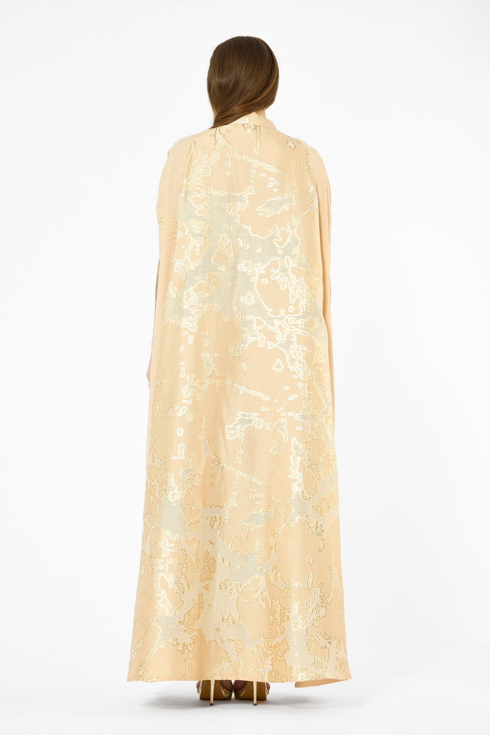 Shoulder Rosette Cape Overlay Gown