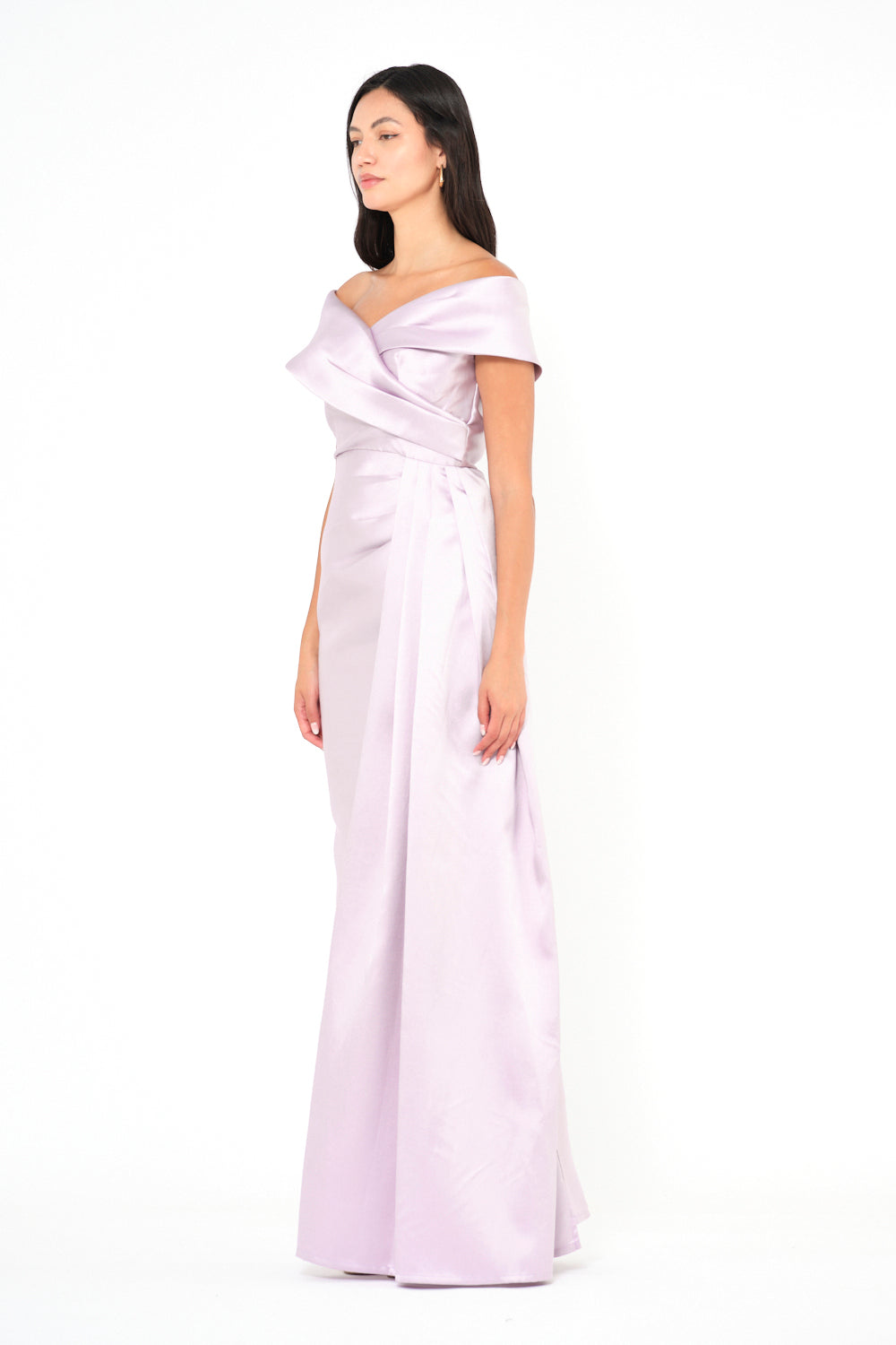 Off-Shoulder Wrapped Drape Gown
