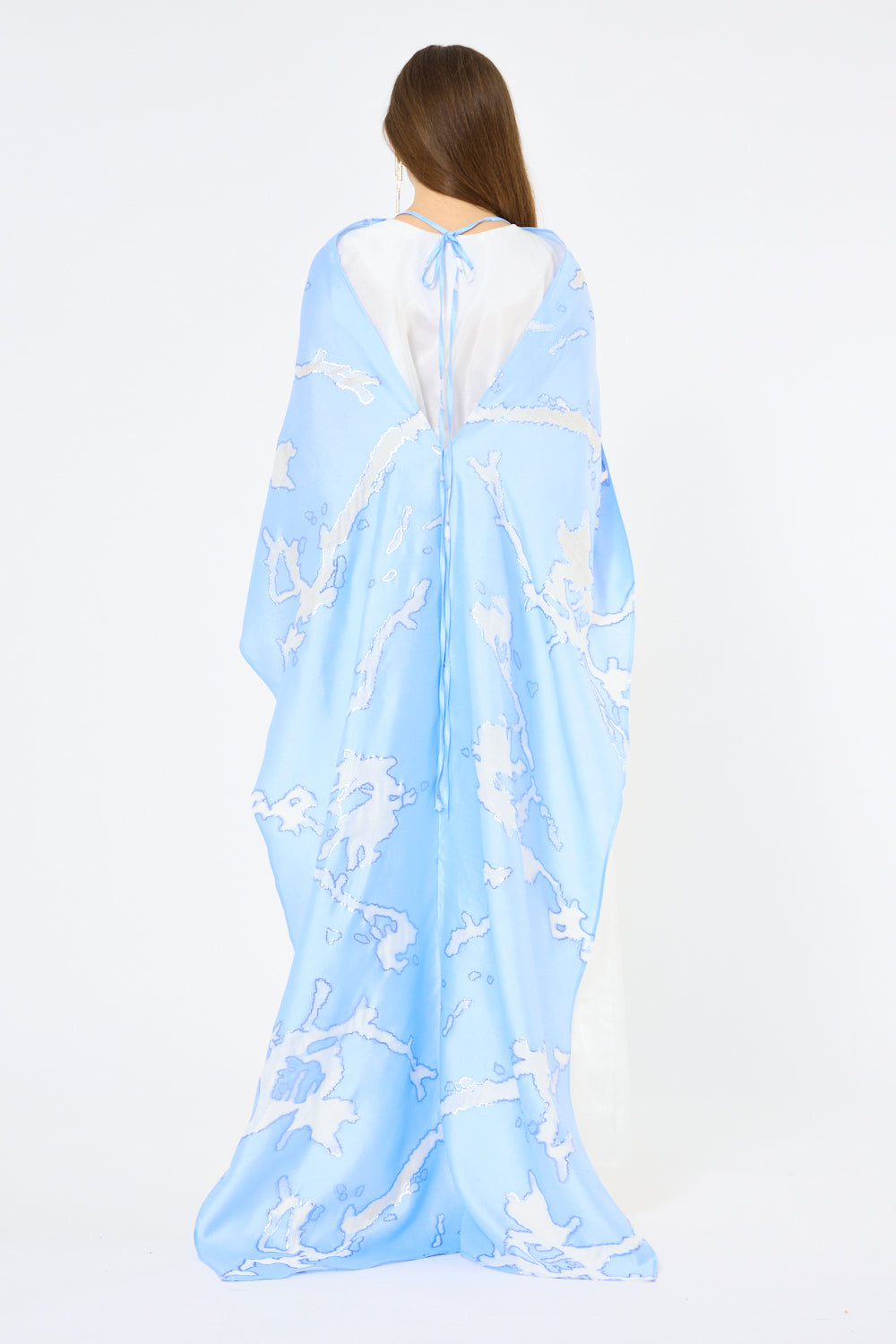 Crystal Neckline Contour Cape Overlay Gown