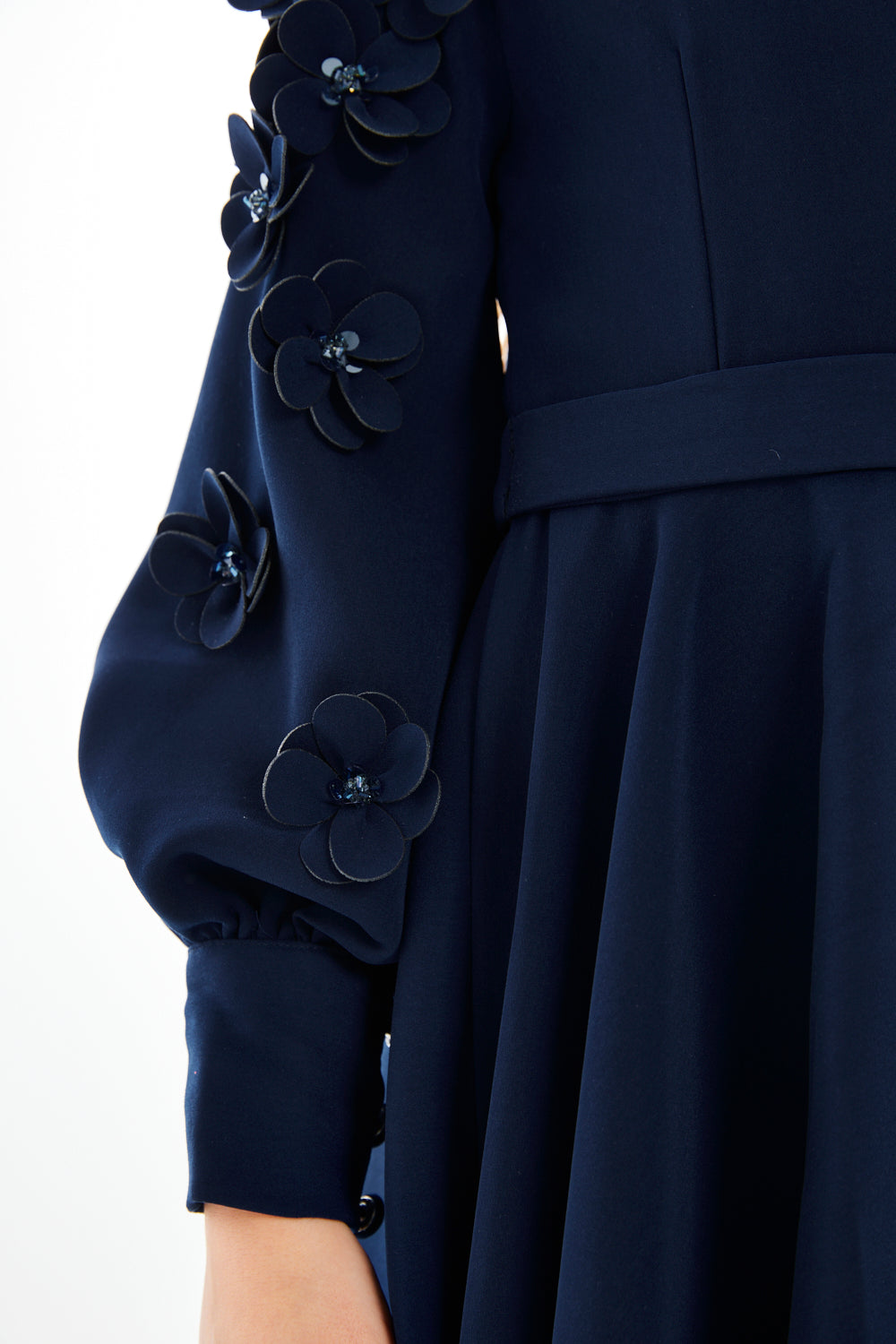 Floral Appliqué Sleeve Gown