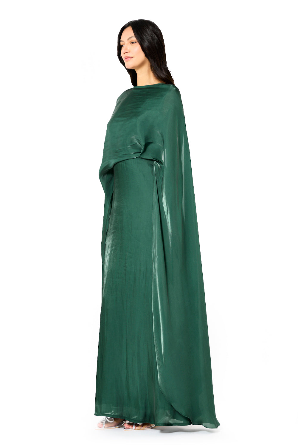 <tc>فستان ساتان كاب بانسدالات غير متماثلة</tc>