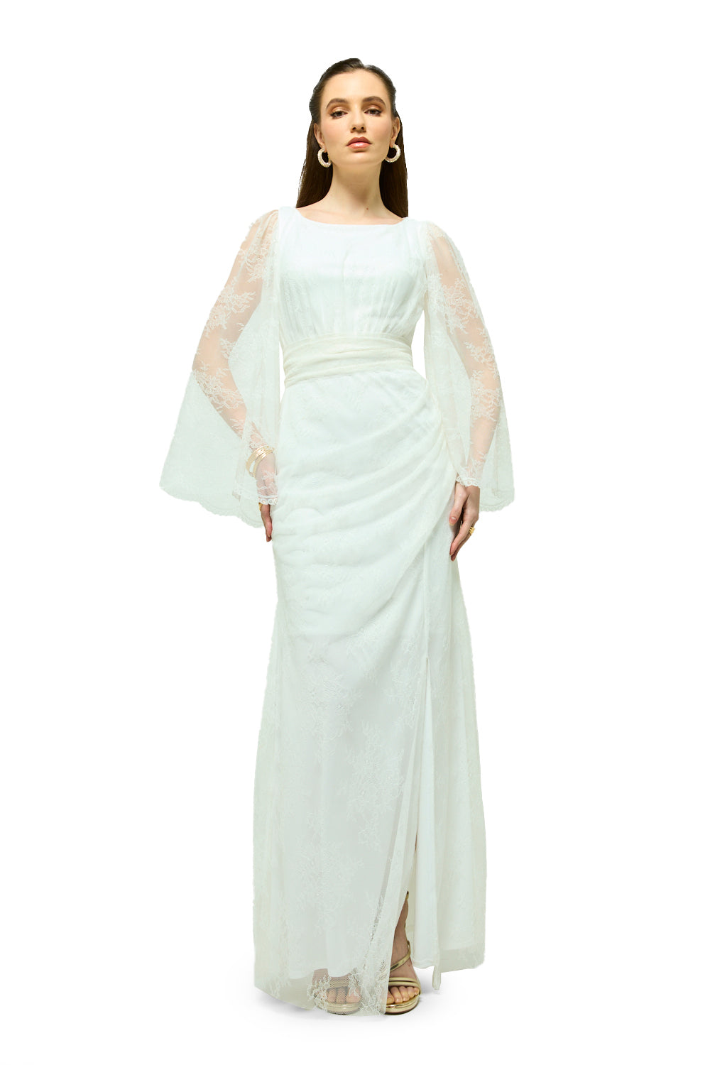 Lace Cape Sleeve Maxi Dress