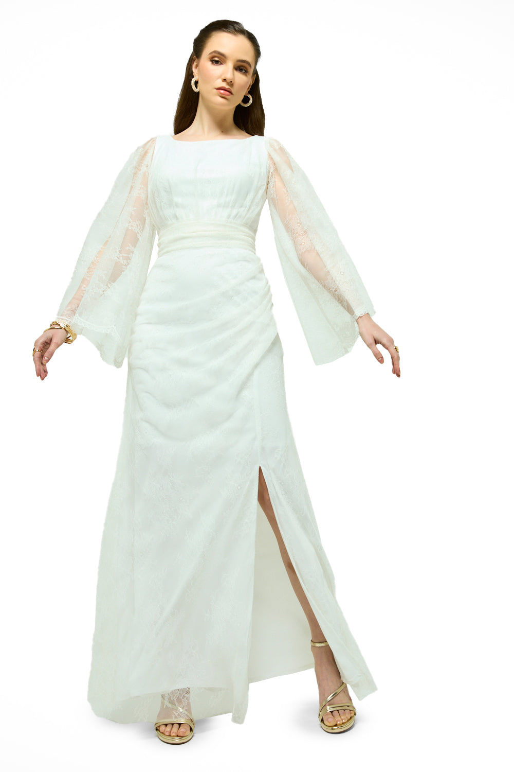 Lace Cape Sleeve Maxi Dress