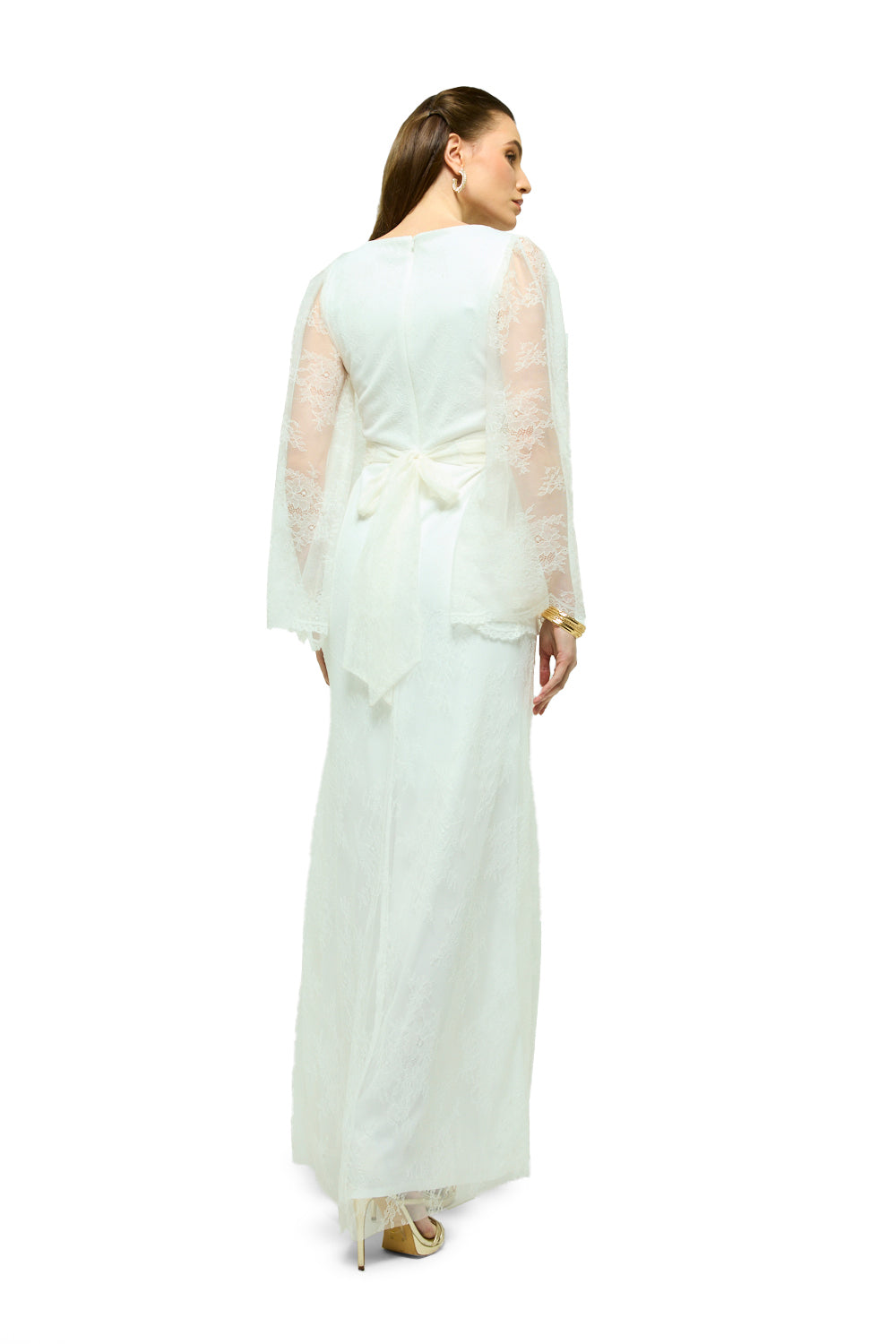 Lace Cape Sleeve Maxi Dress