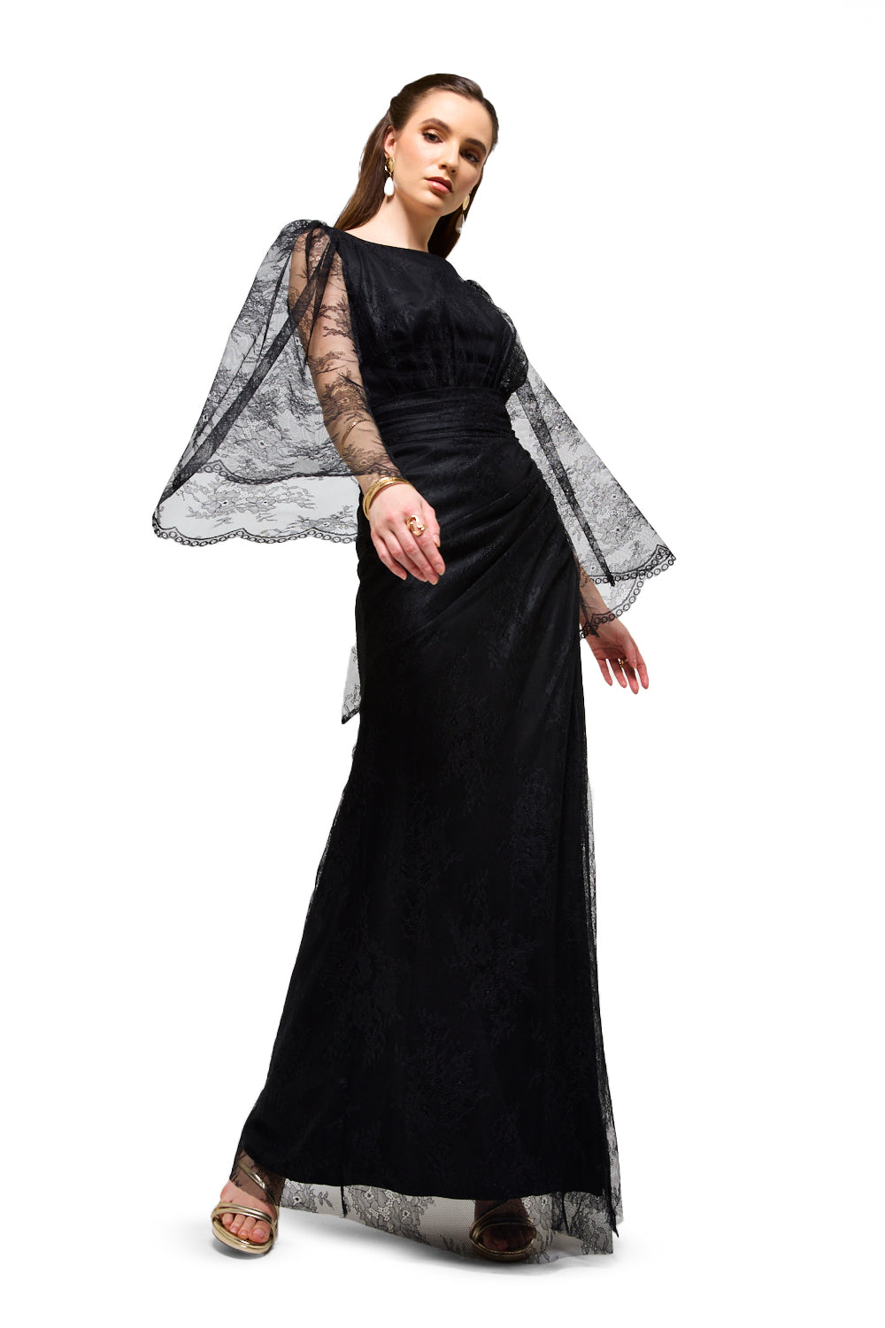 Lace Cape Sleeve Maxi Dress