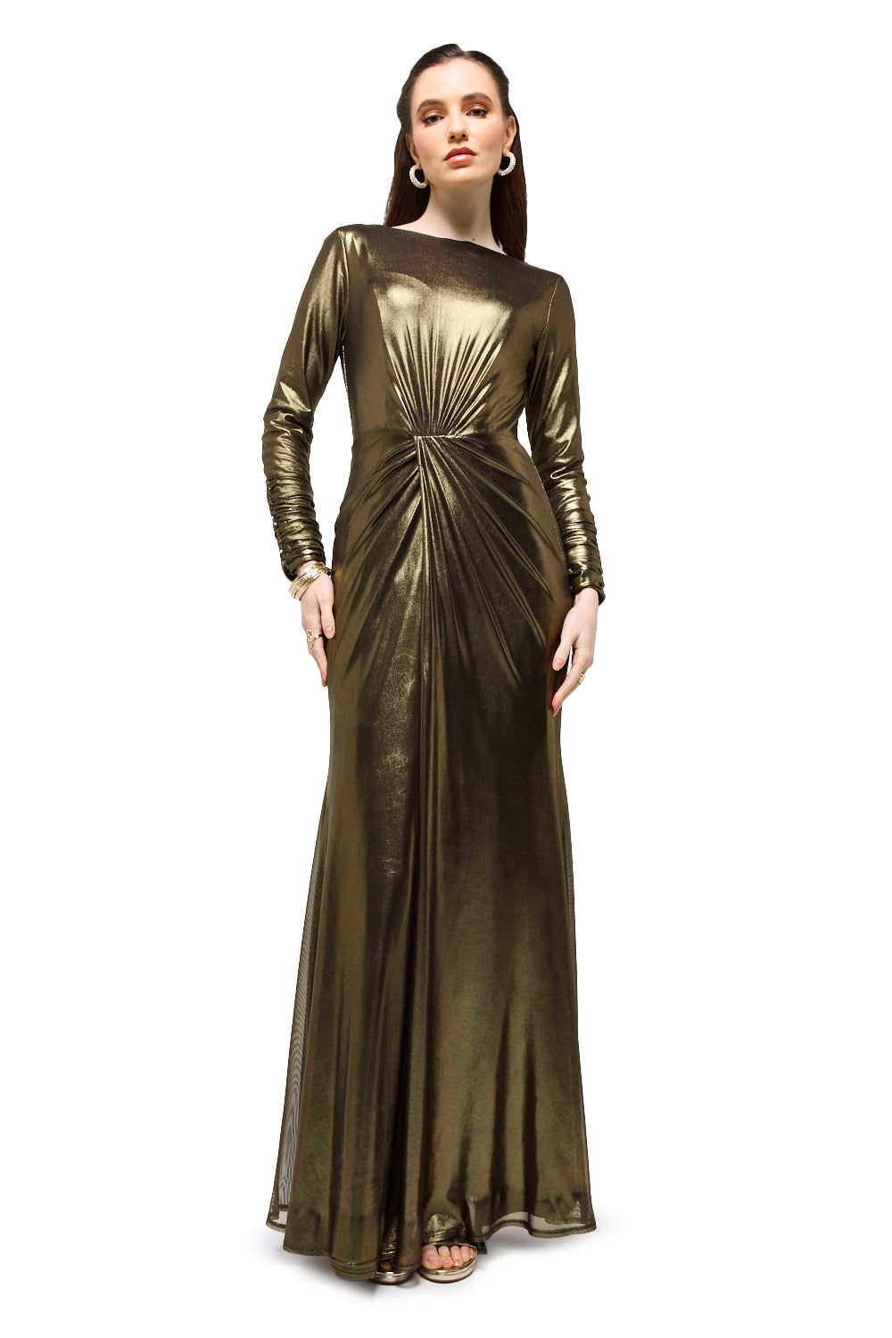 Metallic Twist Front Maxi Dress