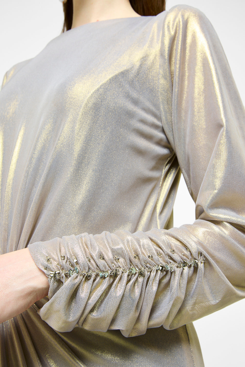 Metallic Twist Front Maxi Dress