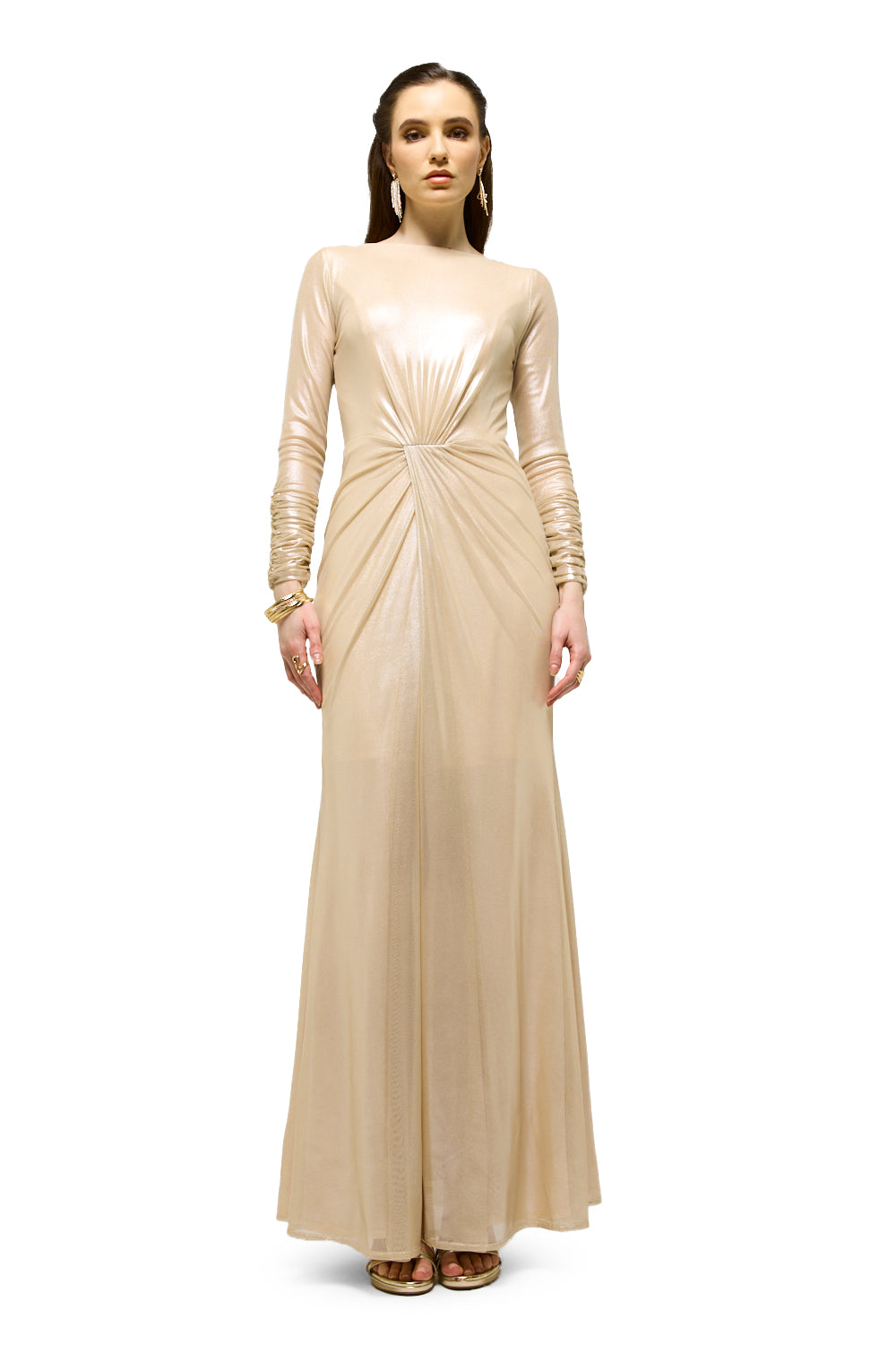 Metallic Twist Front Maxi Dress
