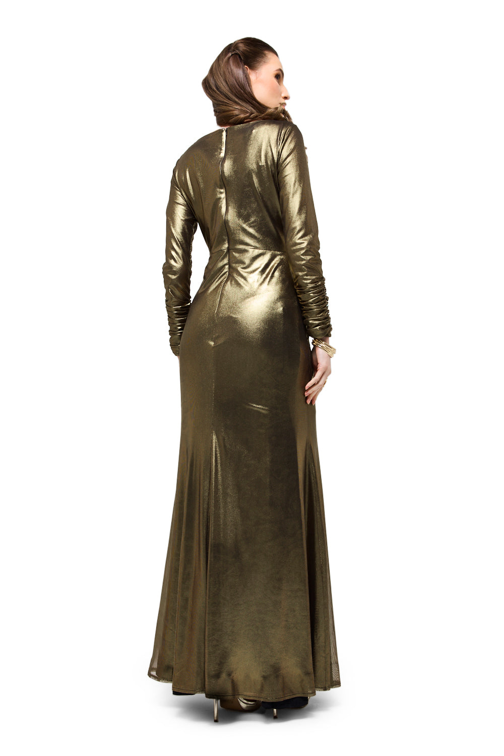 Metallic Twist Front Maxi Dress