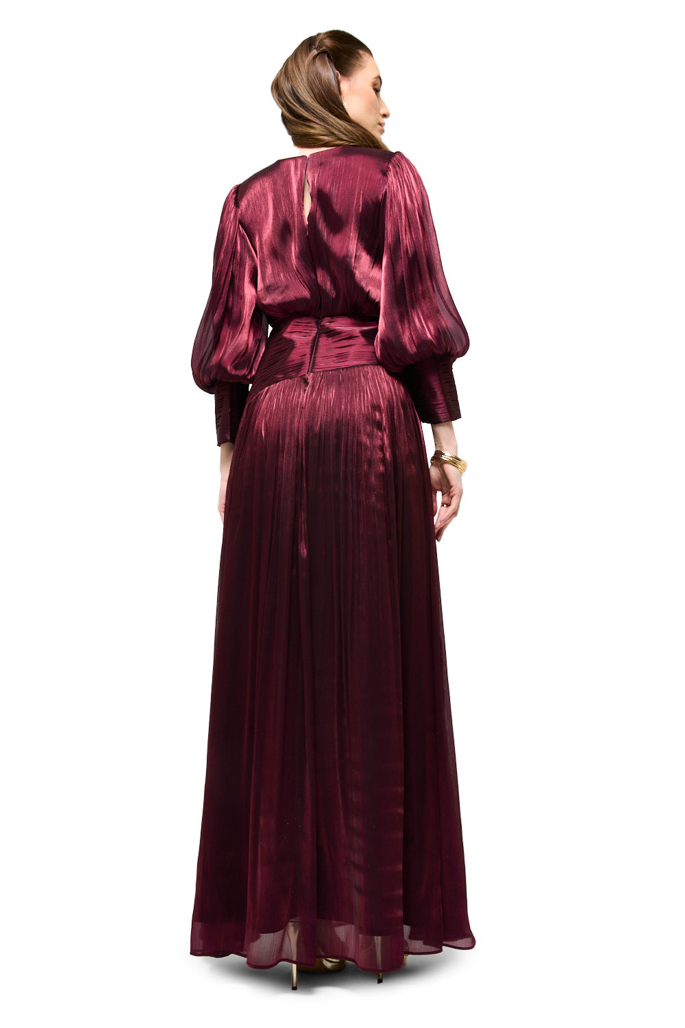 Pleated Wrap Bodice Maxi Dress
