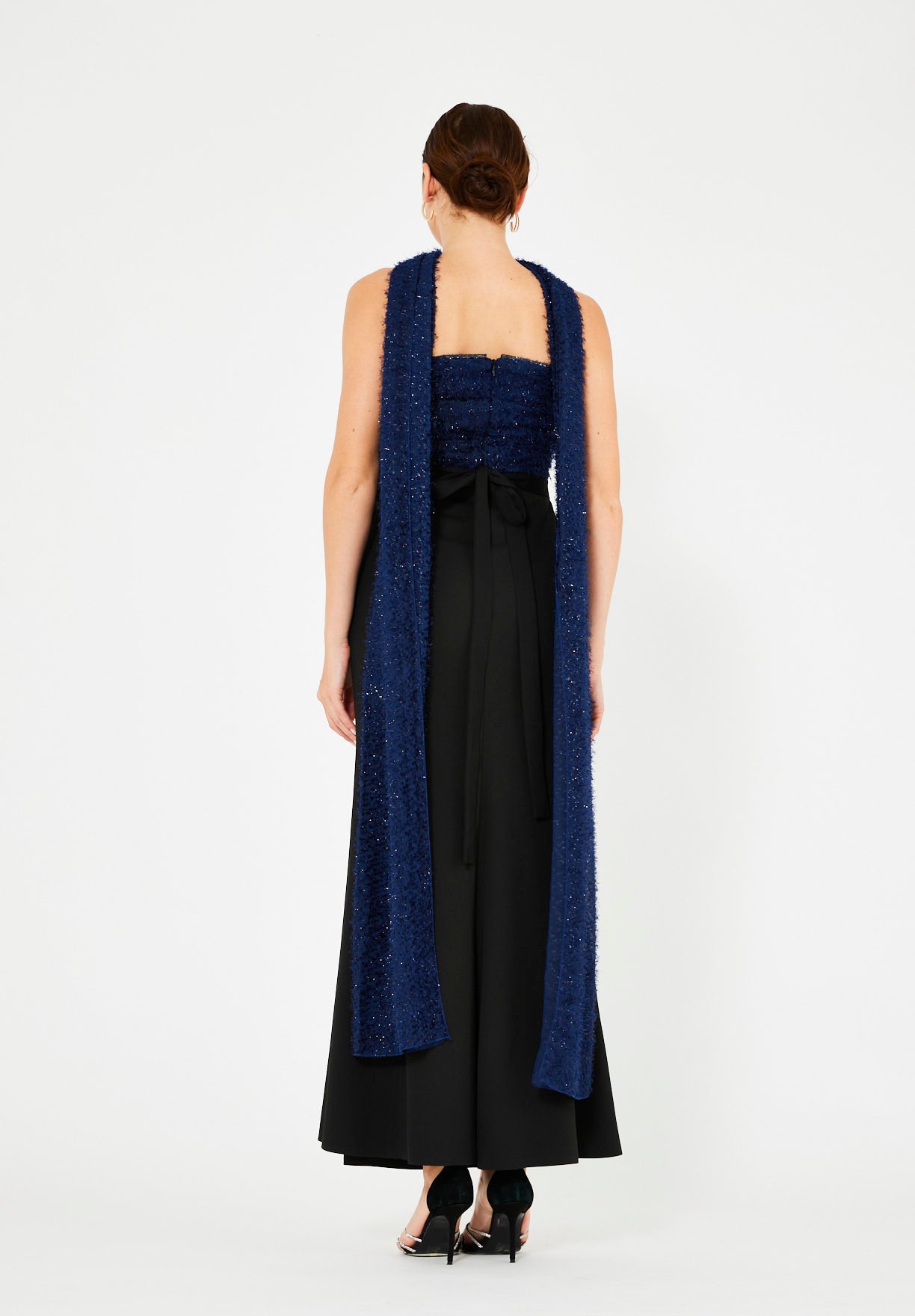 Regal Pleated Floral Embellished Gown