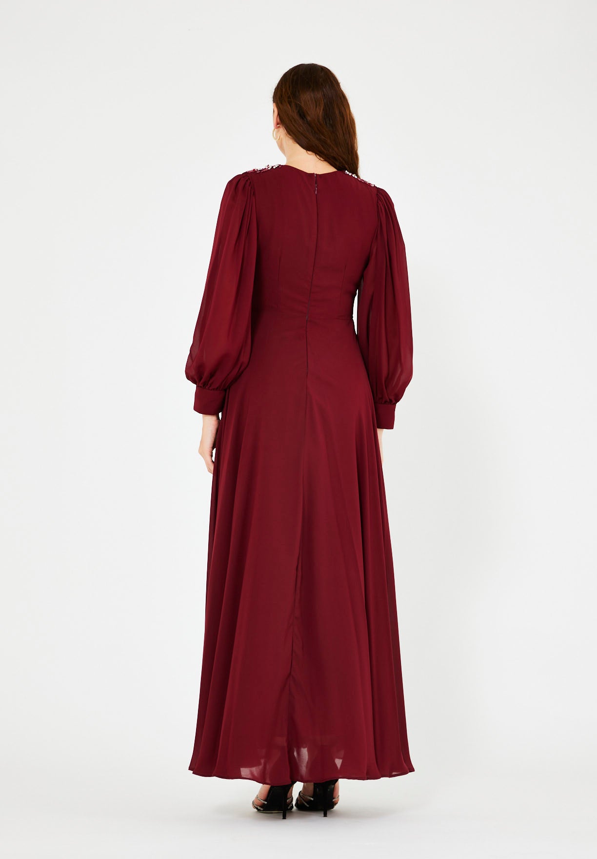 Textured Chiffon Two-Tone Evening Gown