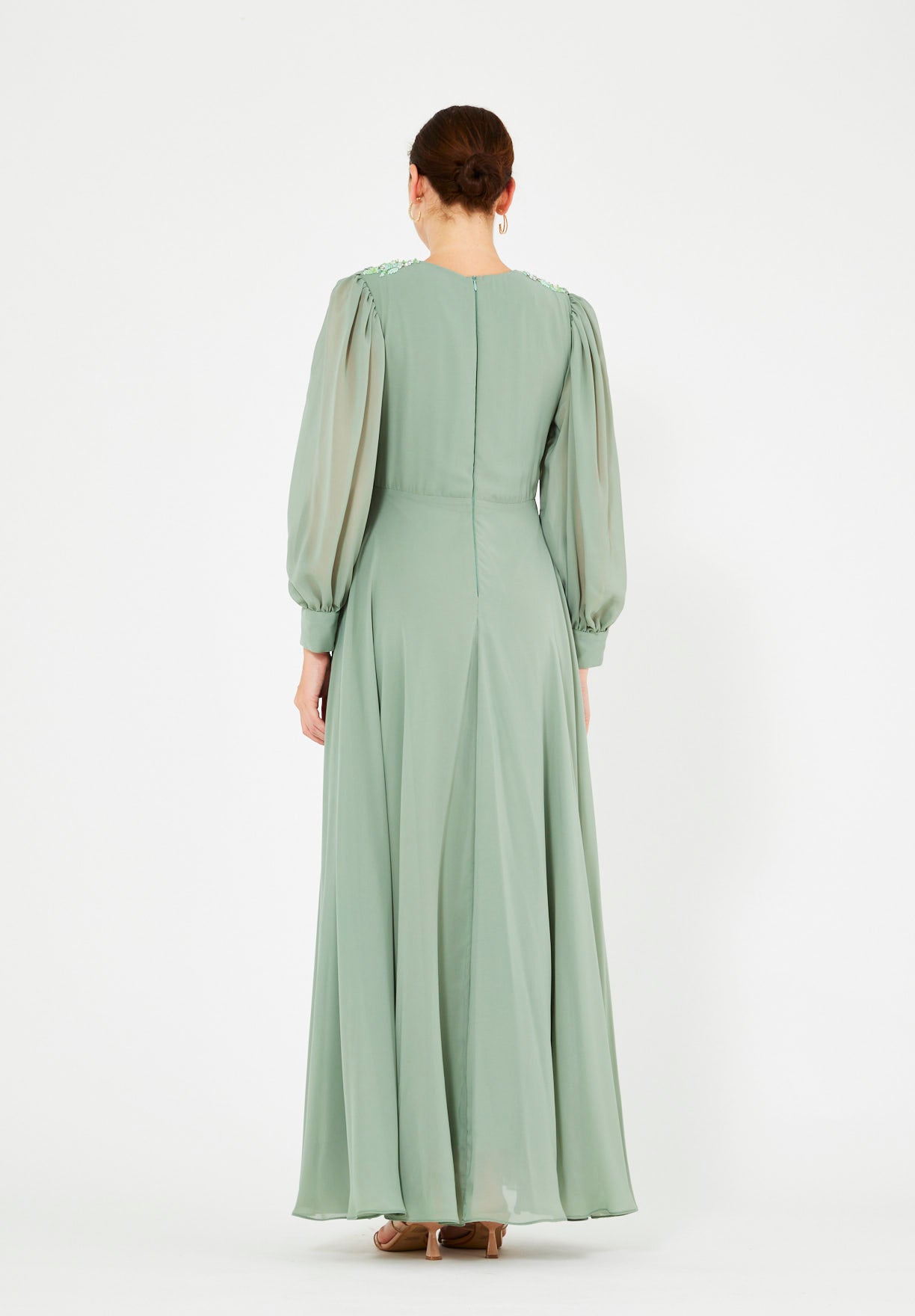 Textured Chiffon Two-Tone Evening Gown