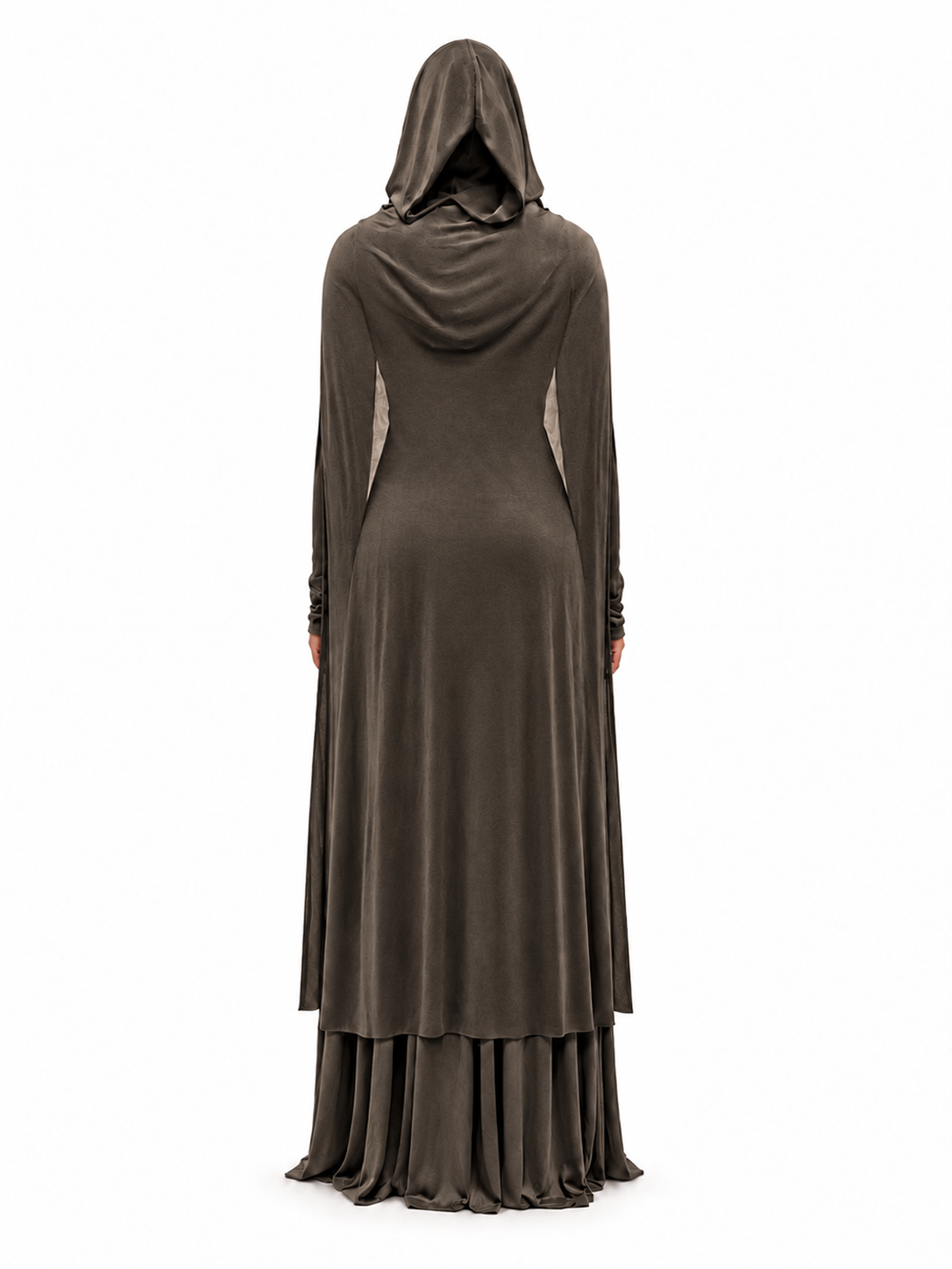 "Layla" Jersey Hooded Cape Maxi Dress