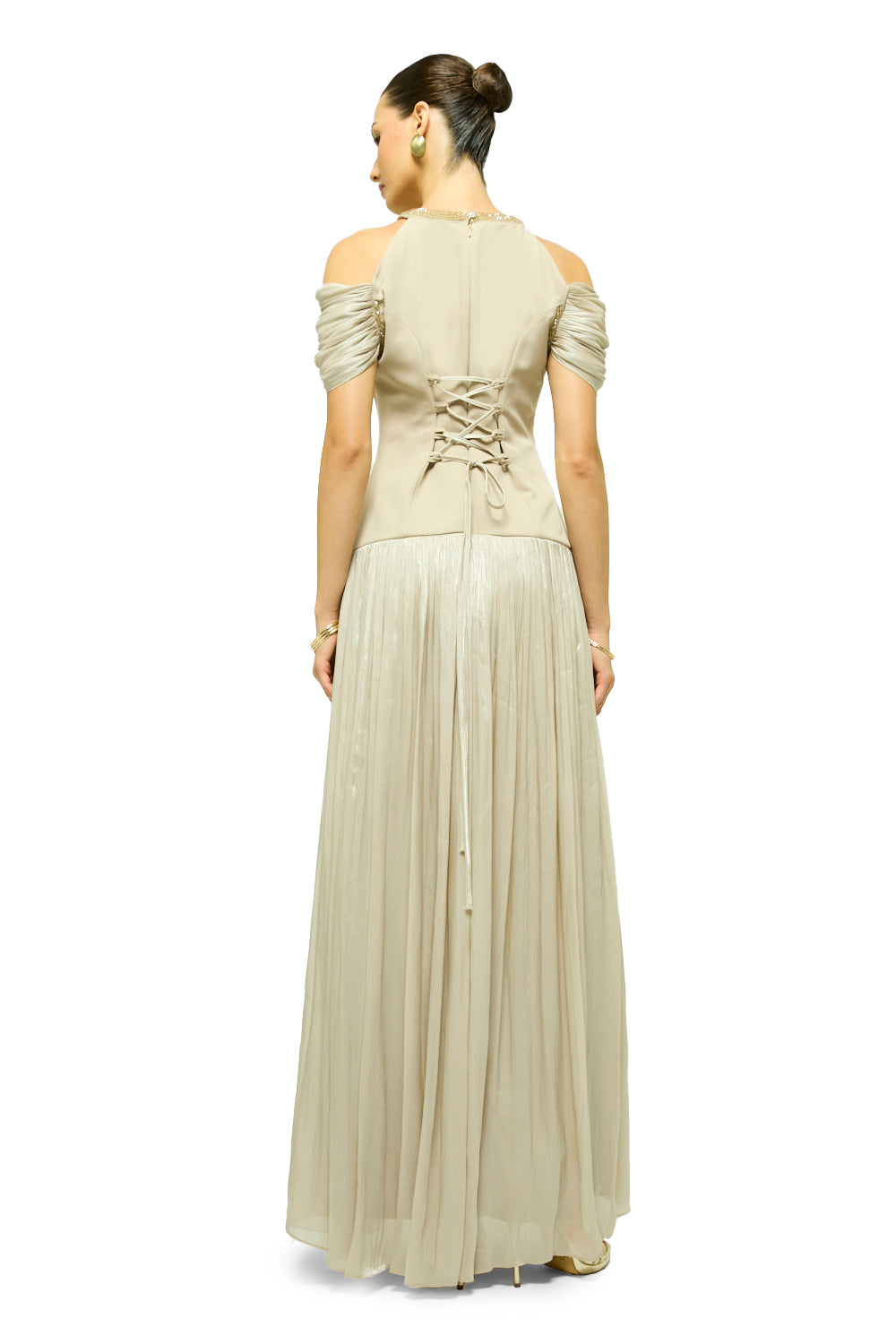 Crystal Halo Pleated Gown