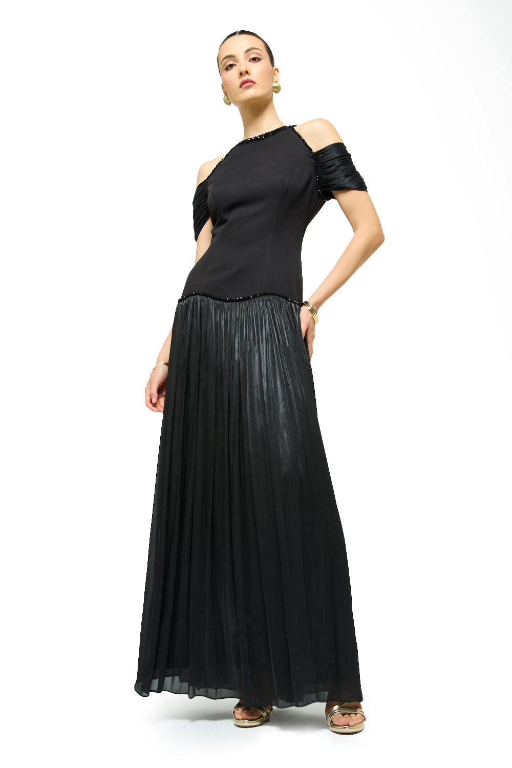 Crystal Halo Pleated Gown